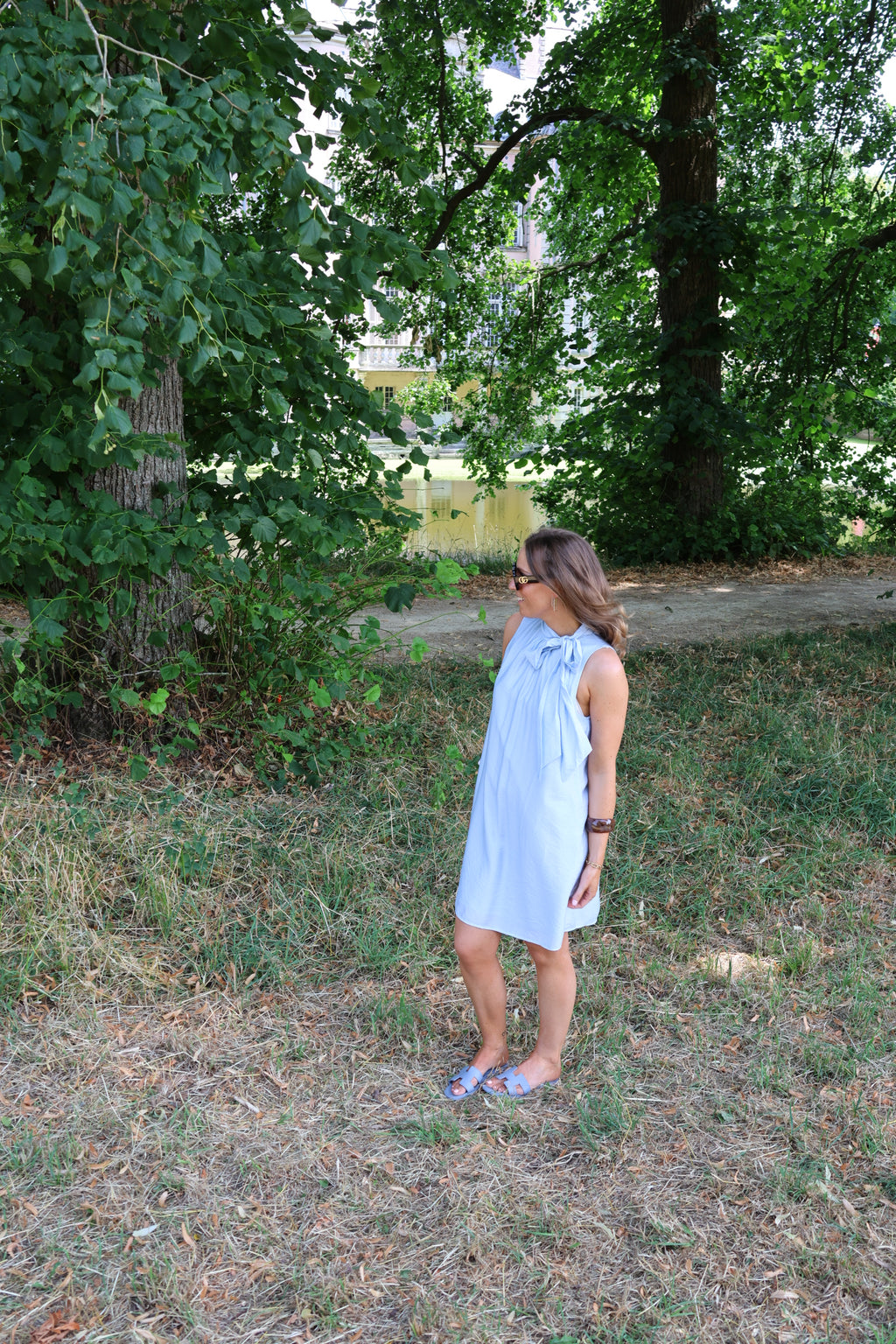 Pippa halter jurk lichtblauw