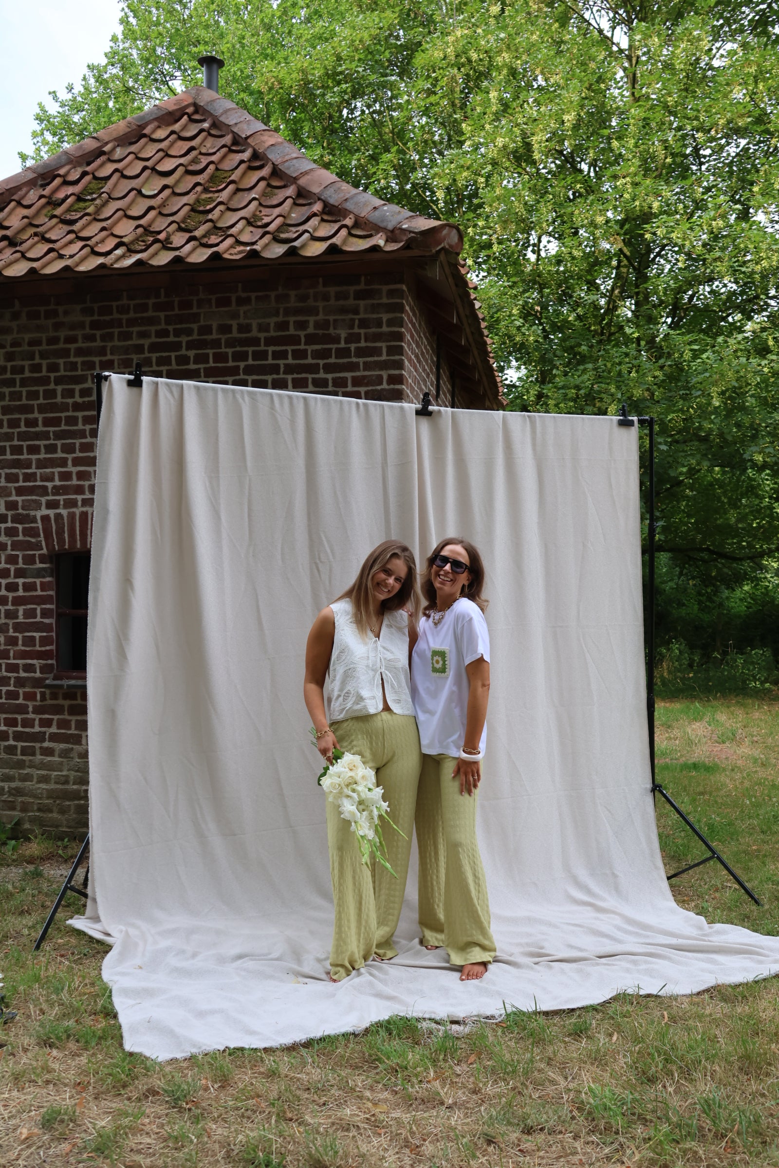 Floor pantalon met structuur groen