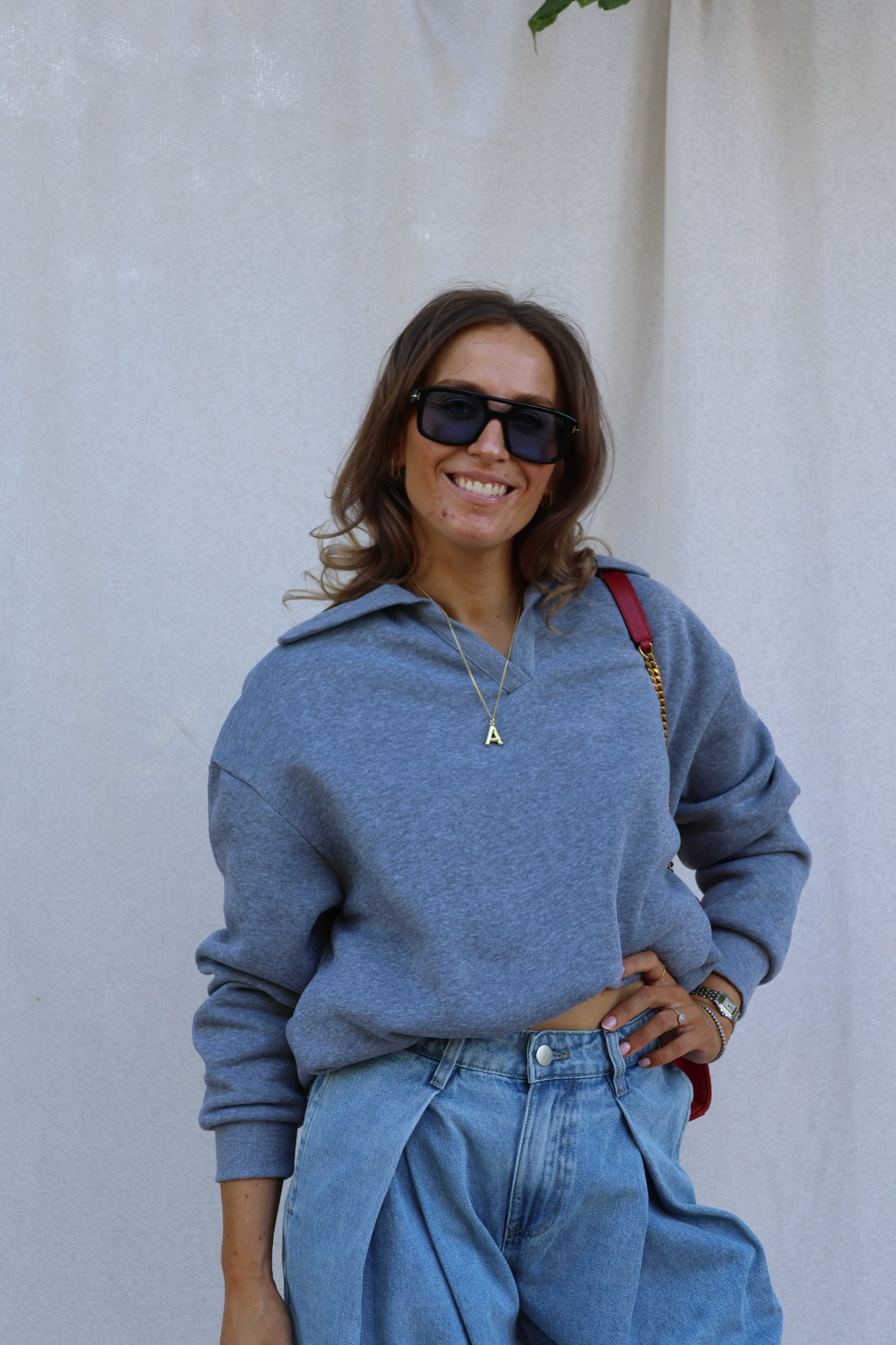 Cameron cropped sweater grijs