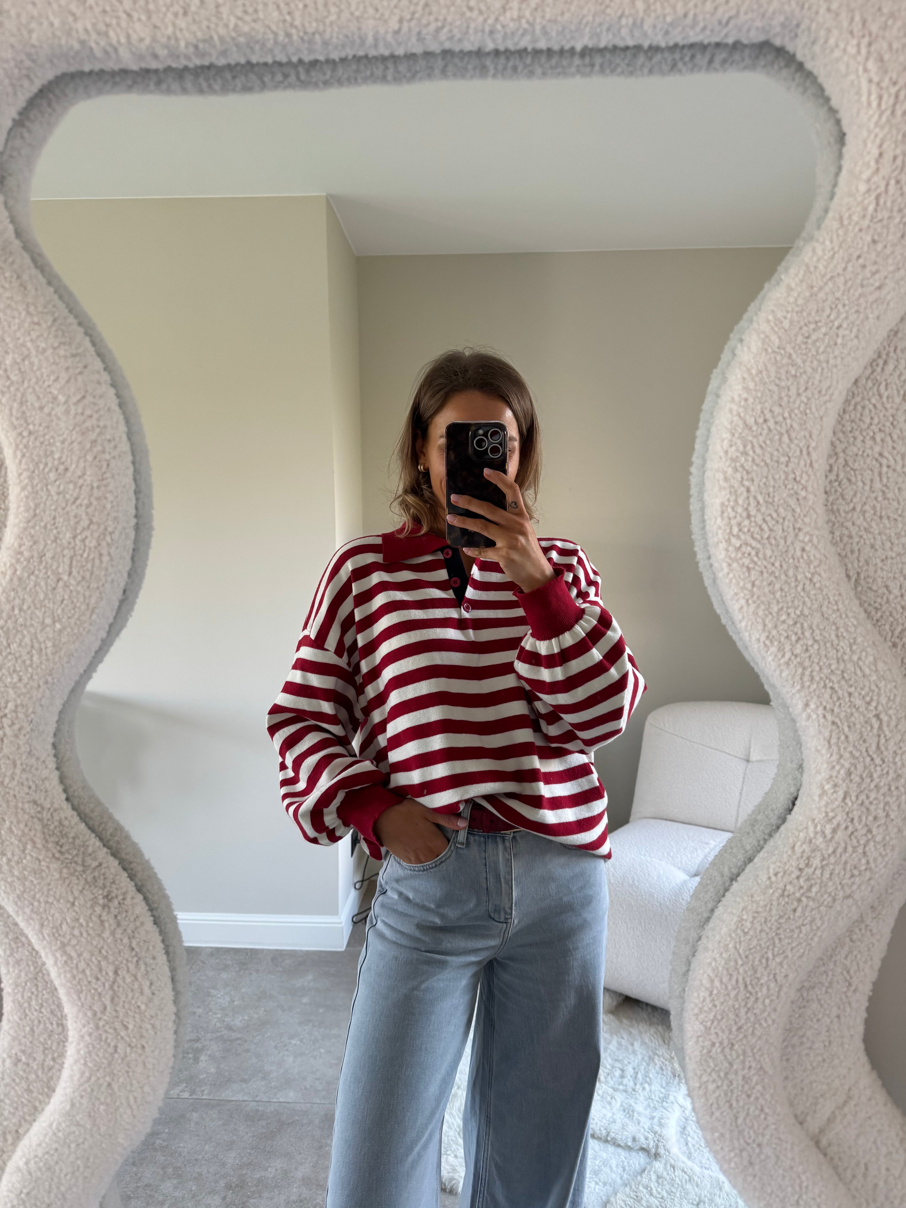 Angèle striped polo red