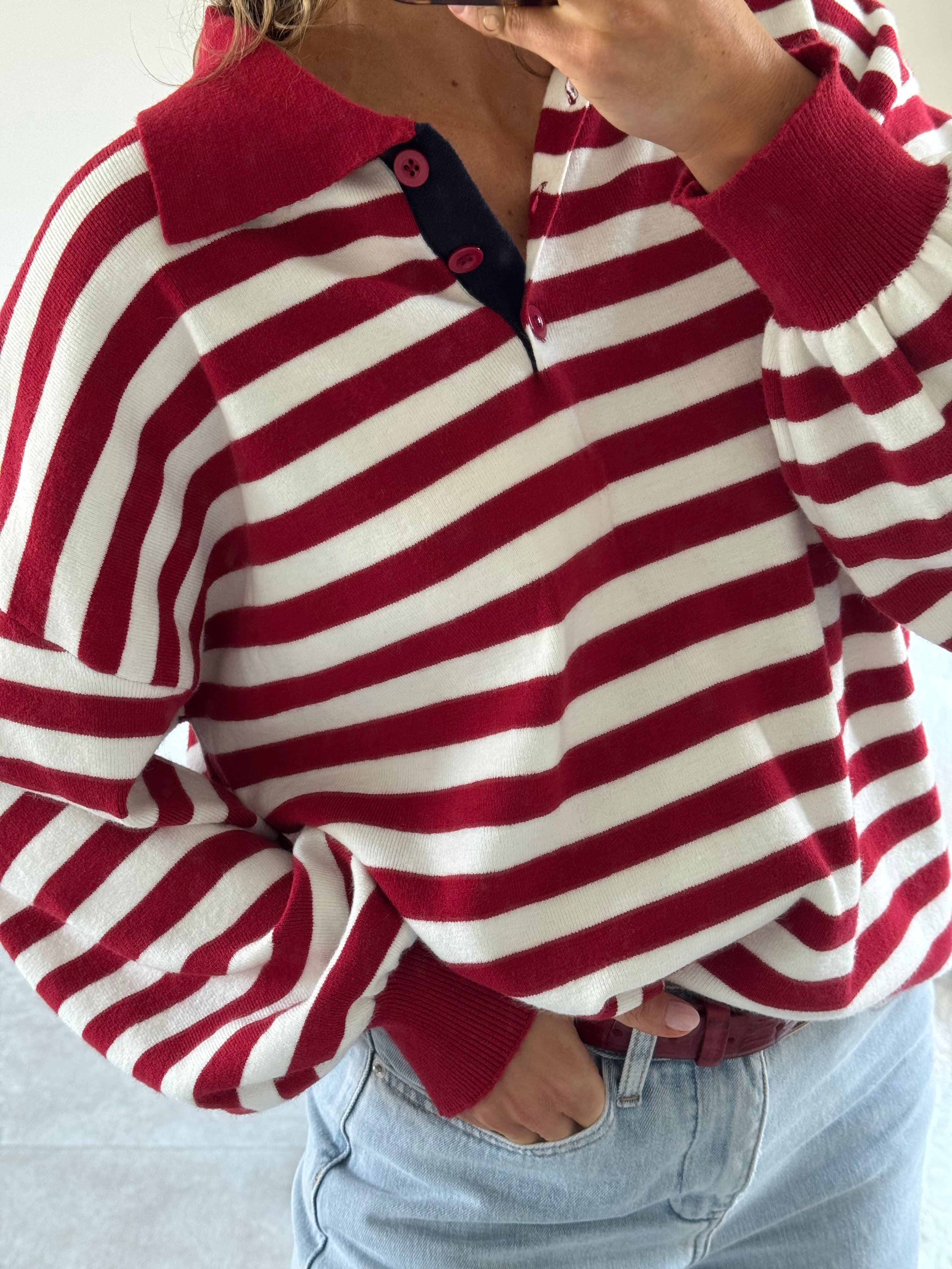 Angèle striped polo red