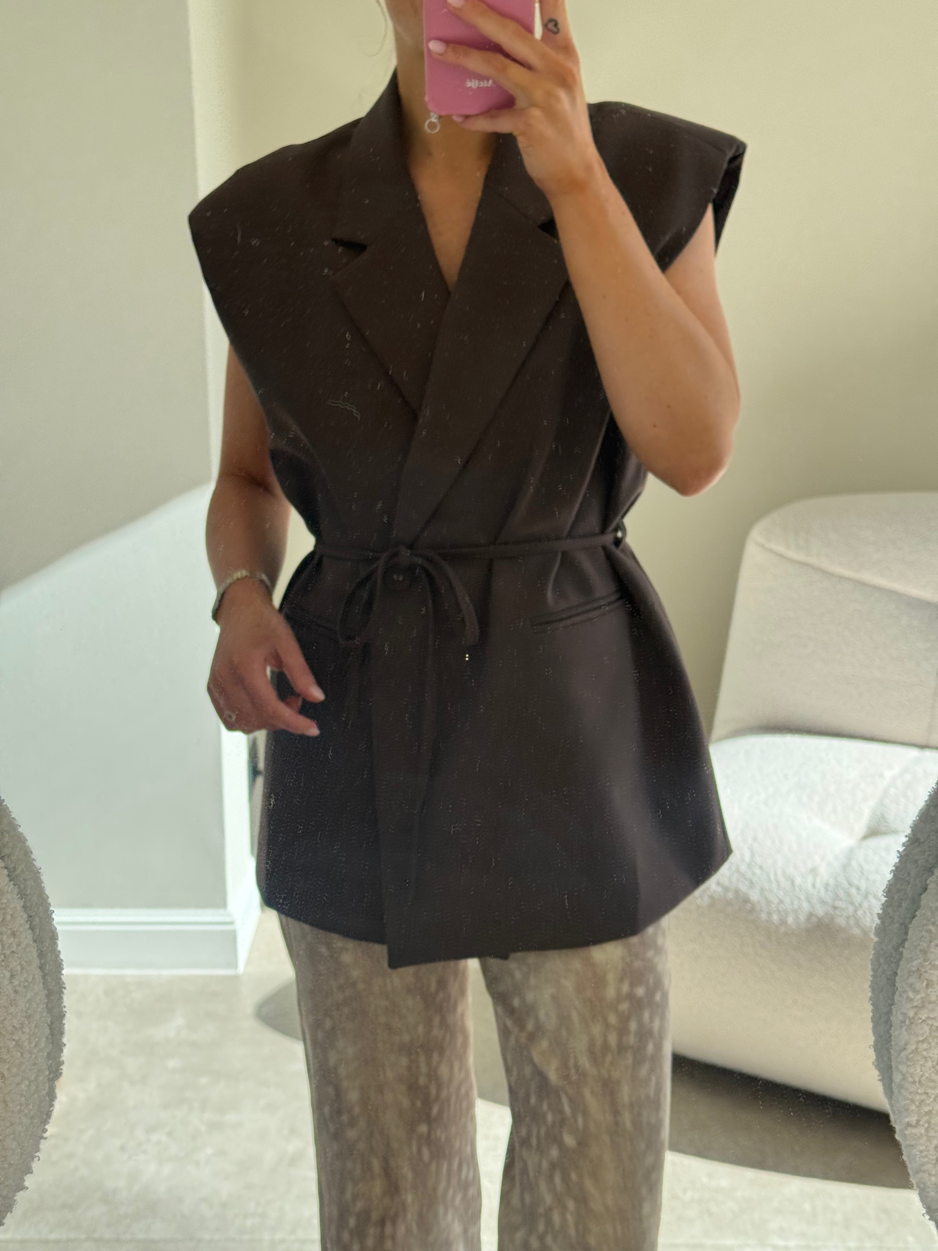 Vienna mouwloze blazer bruin