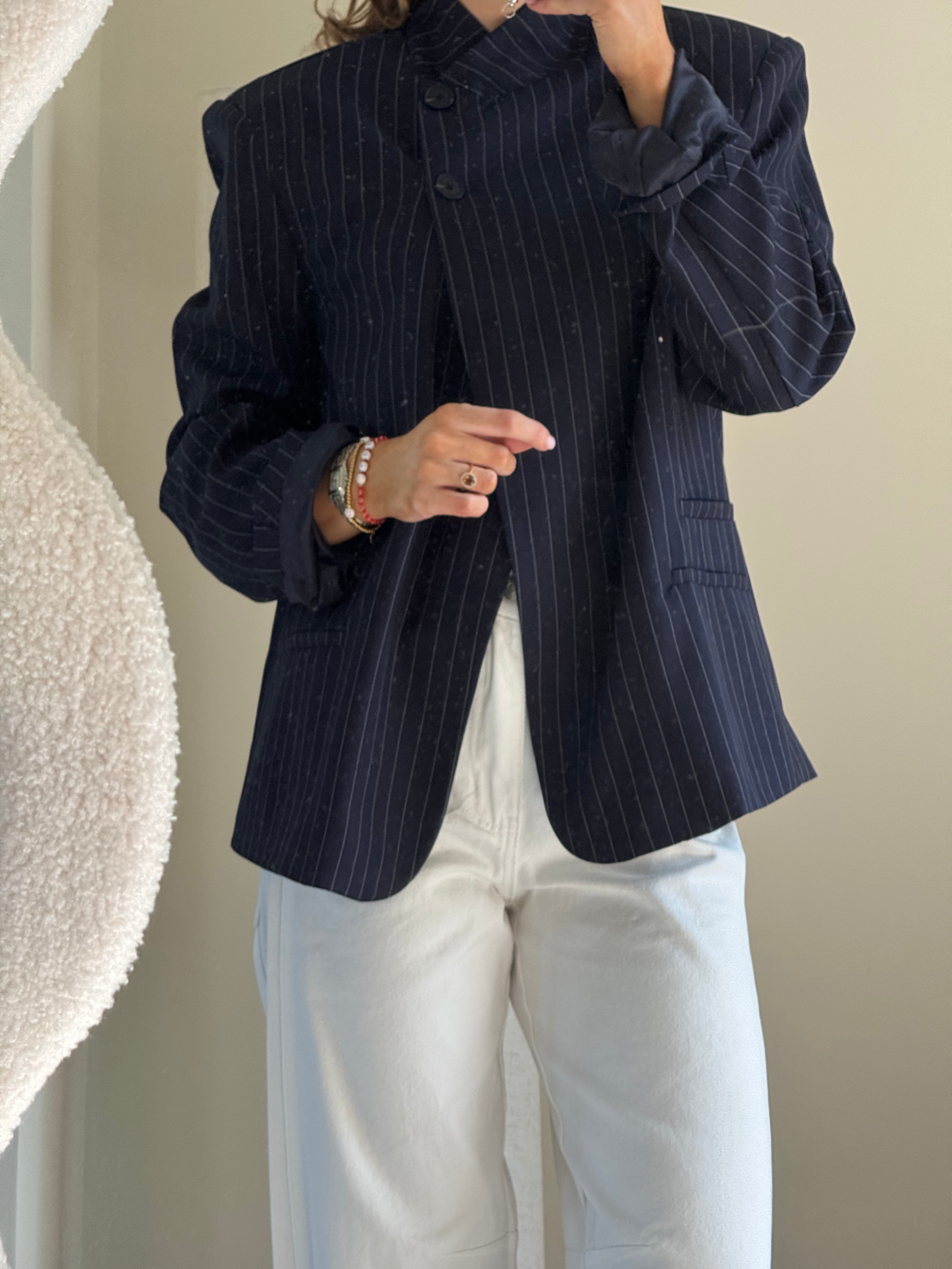 Tess blazer met krijtstreep marine