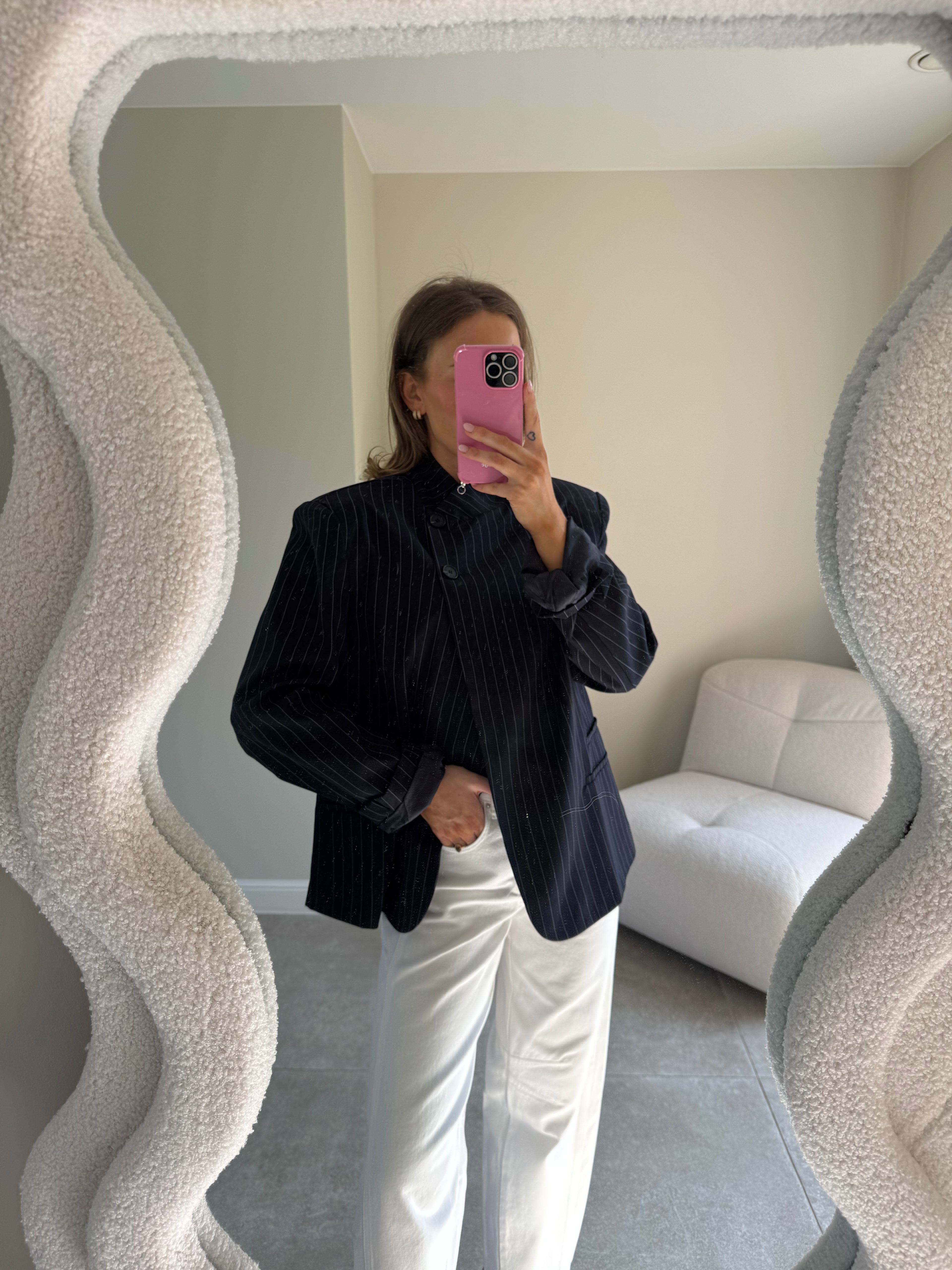 Tess blazer met krijtstreep marine
