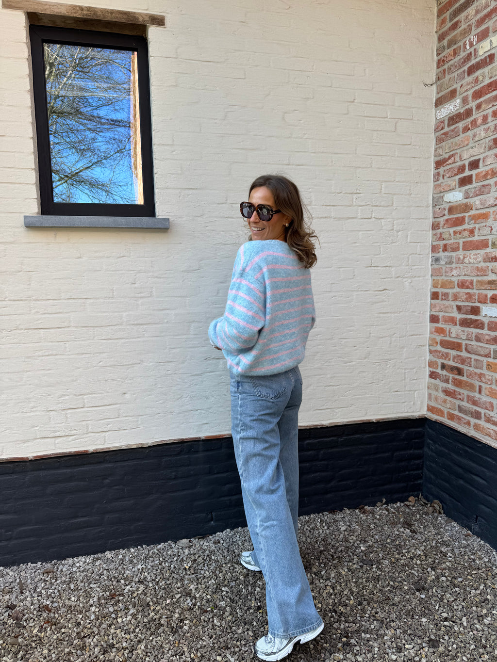 Alfie striped knit blauw/roze