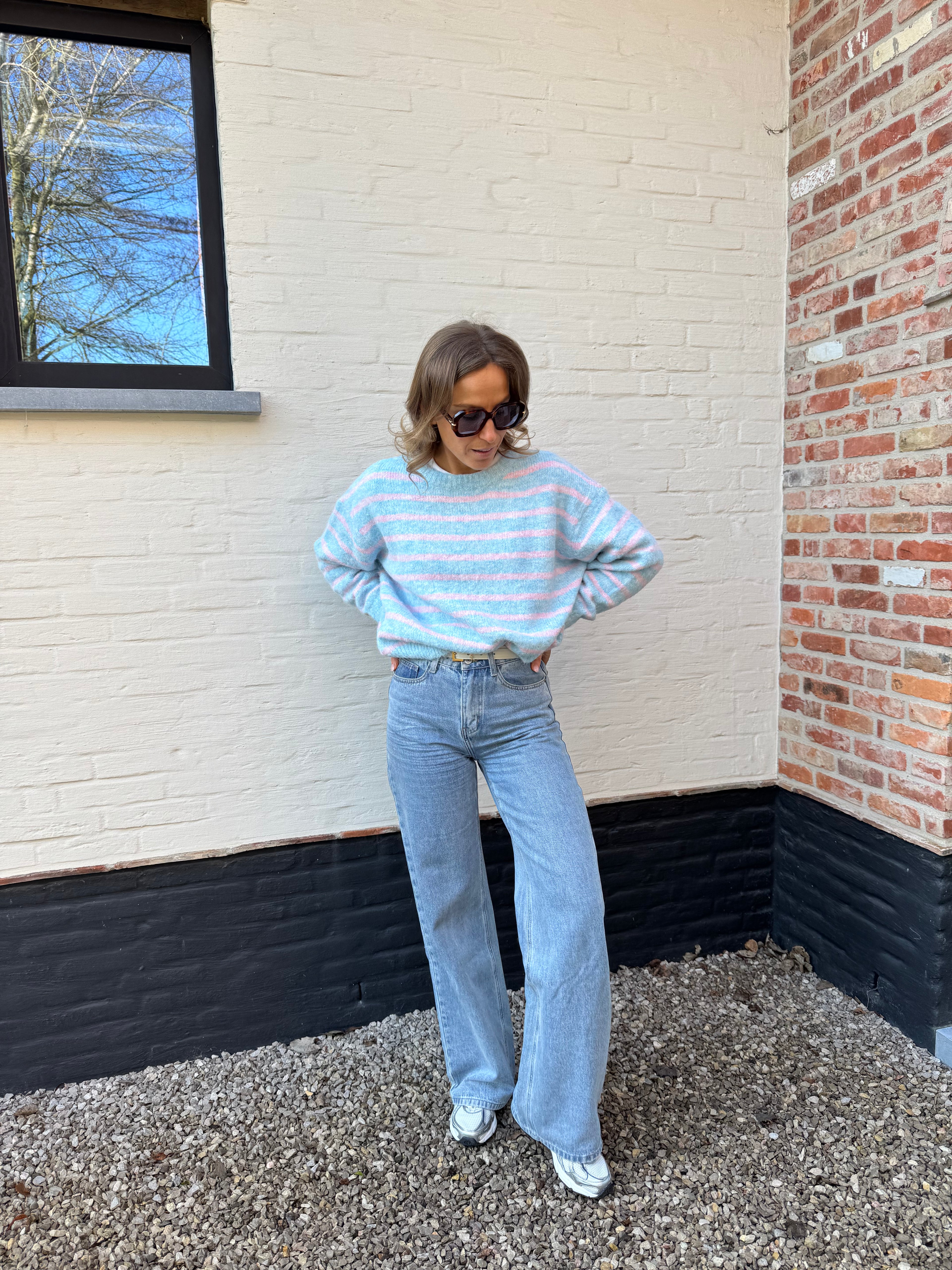 Alfie striped knit blauw/roze