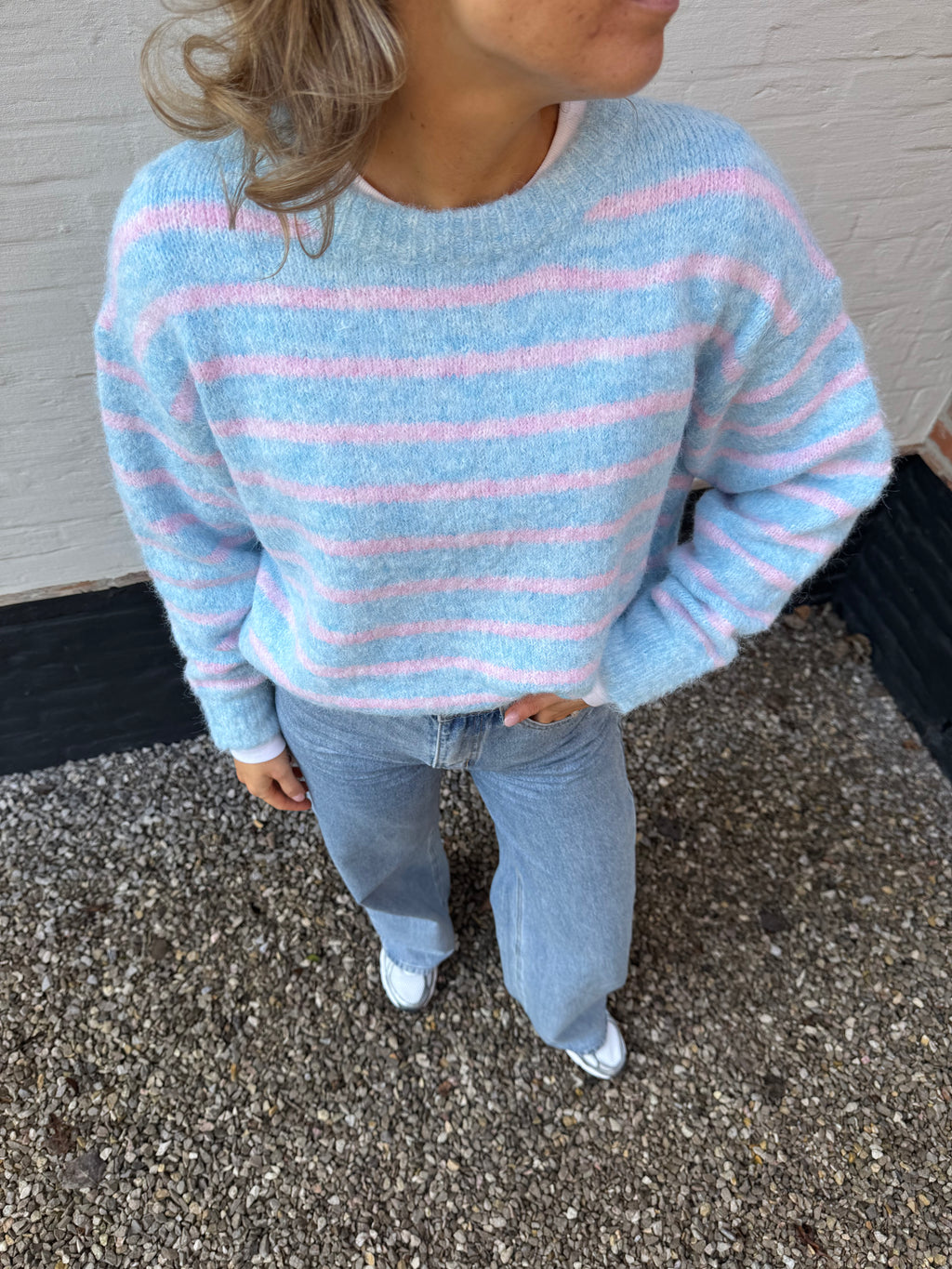 Alfie striped knit blauw/roze