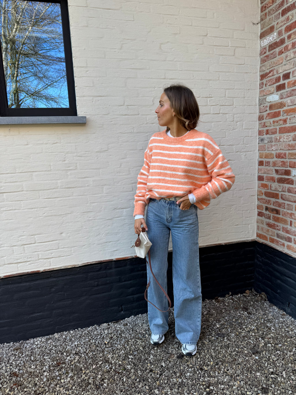 Alfie striped knit oranje/wit