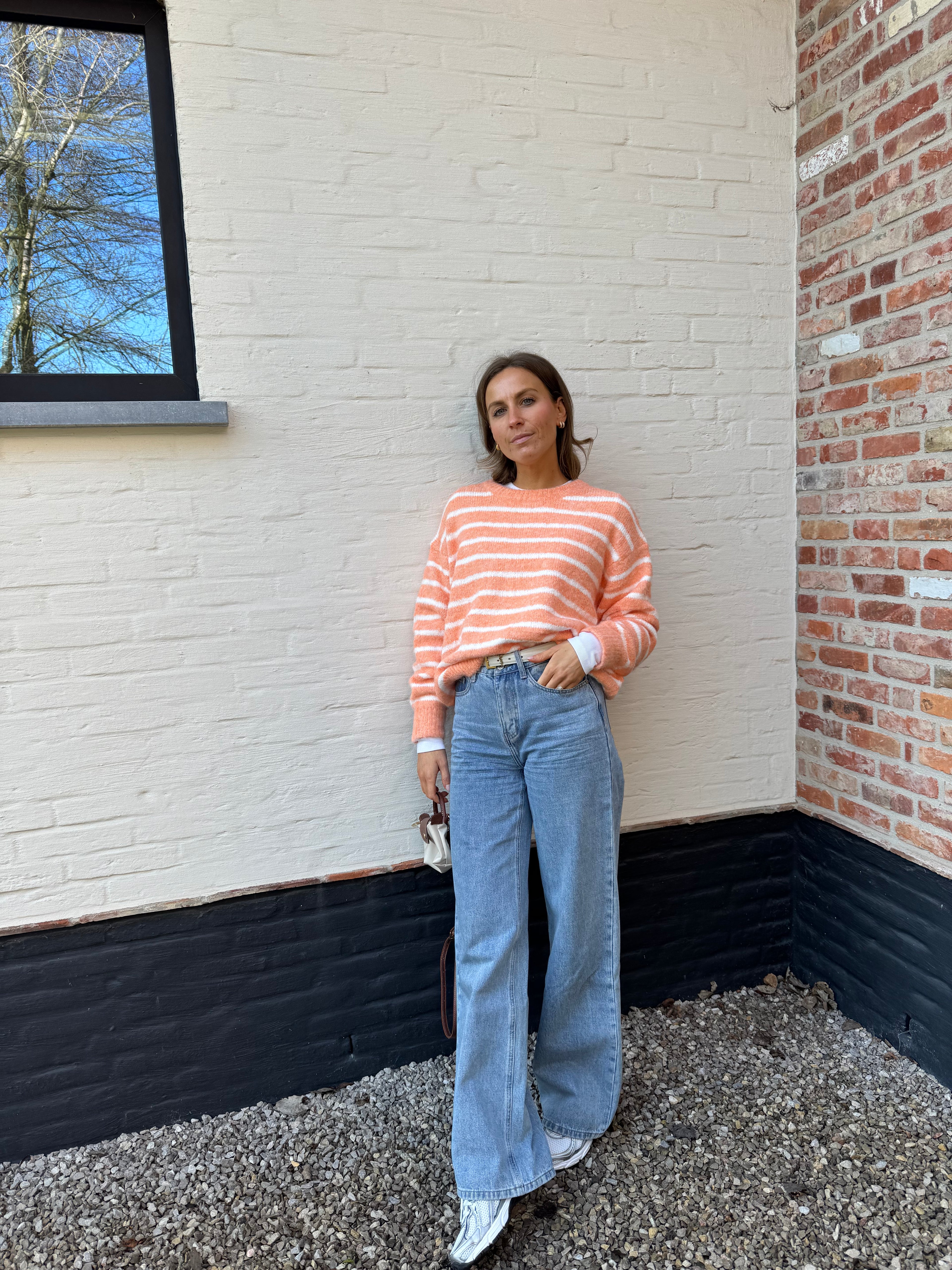 Alfie striped knit oranje/wit