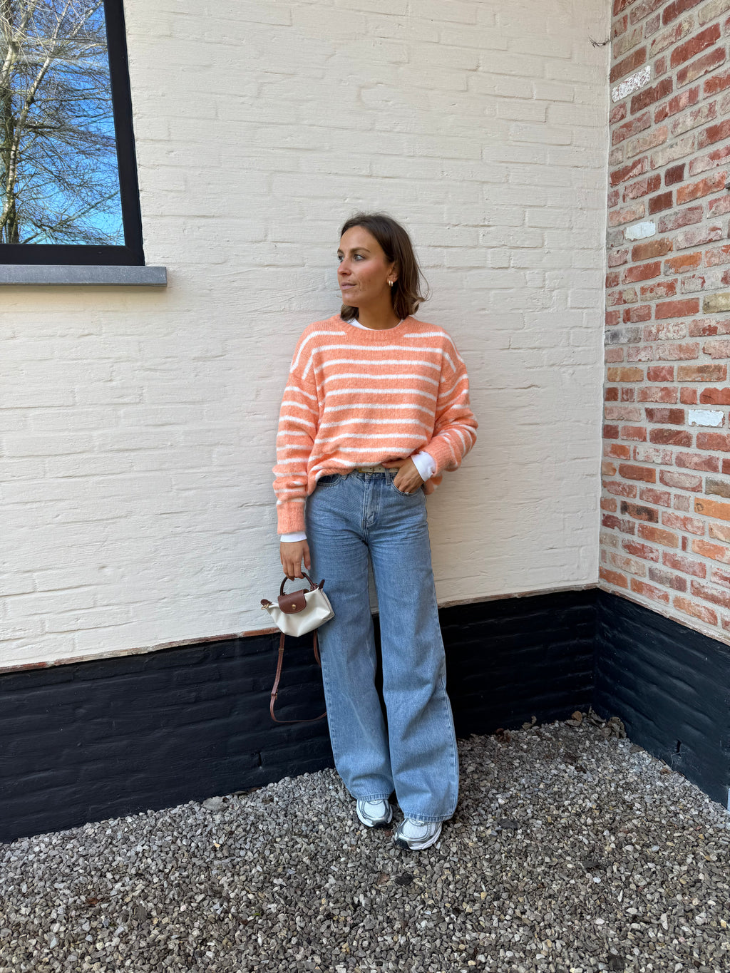 Alfie striped knit oranje/wit