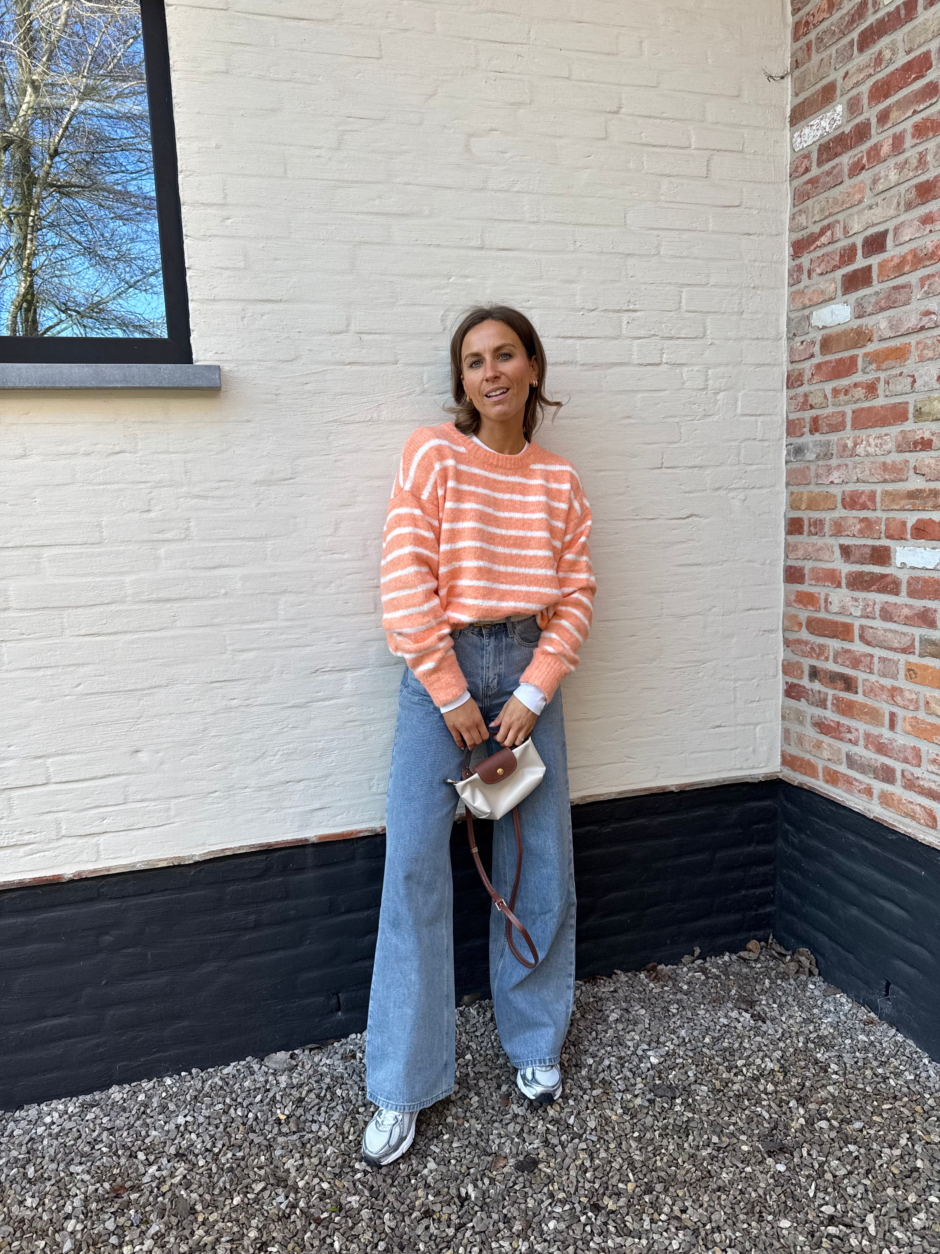 Alfie striped knit oranje/wit