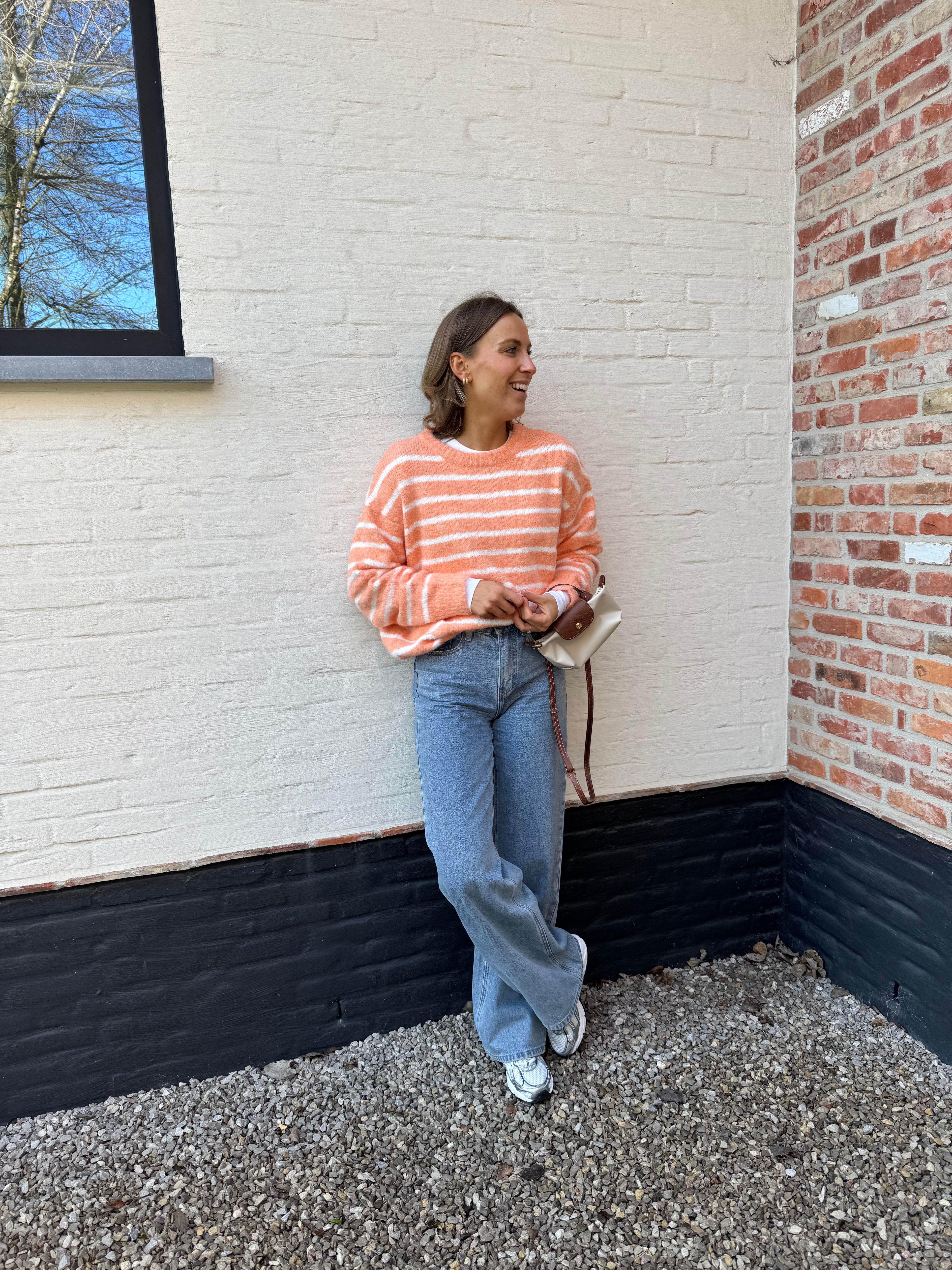 Alfie striped knit oranje/wit