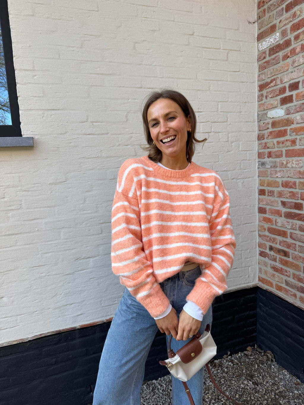 Alfie striped knit oranje/wit