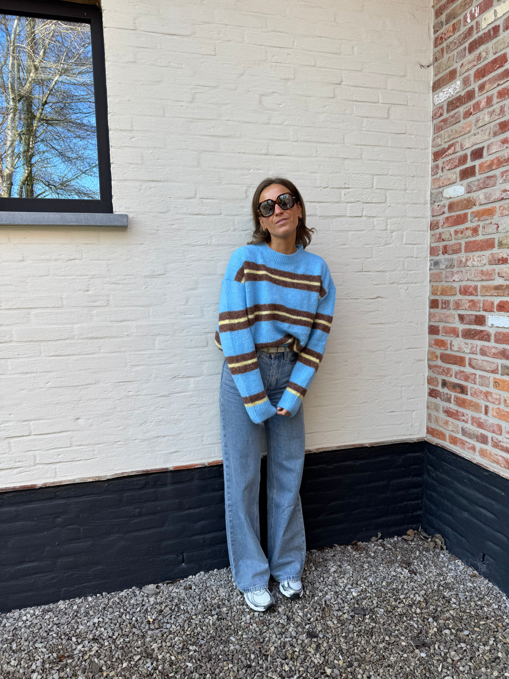 Leontine gestreepte knit blauw