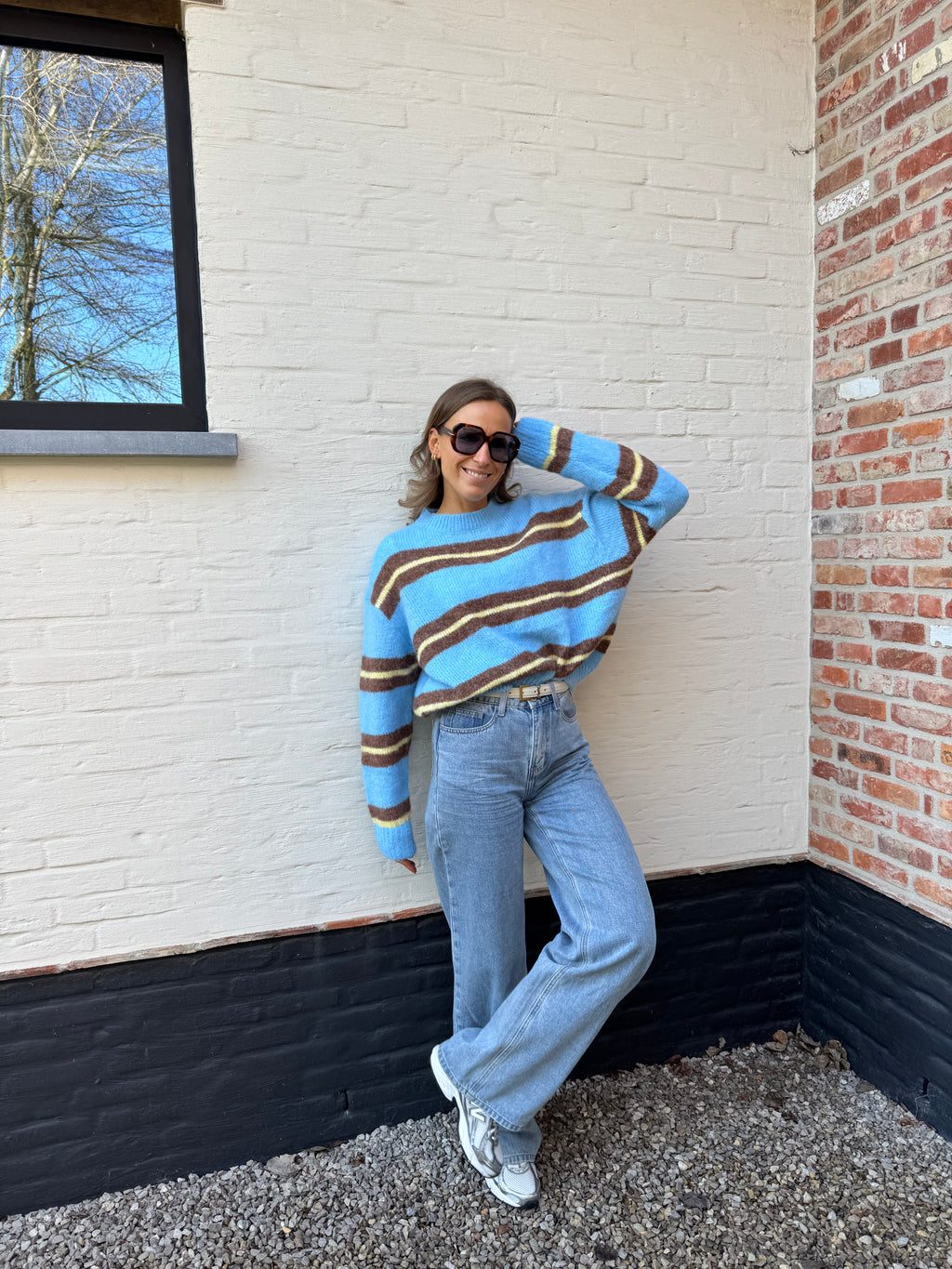 Leontine gestreepte knit blauw