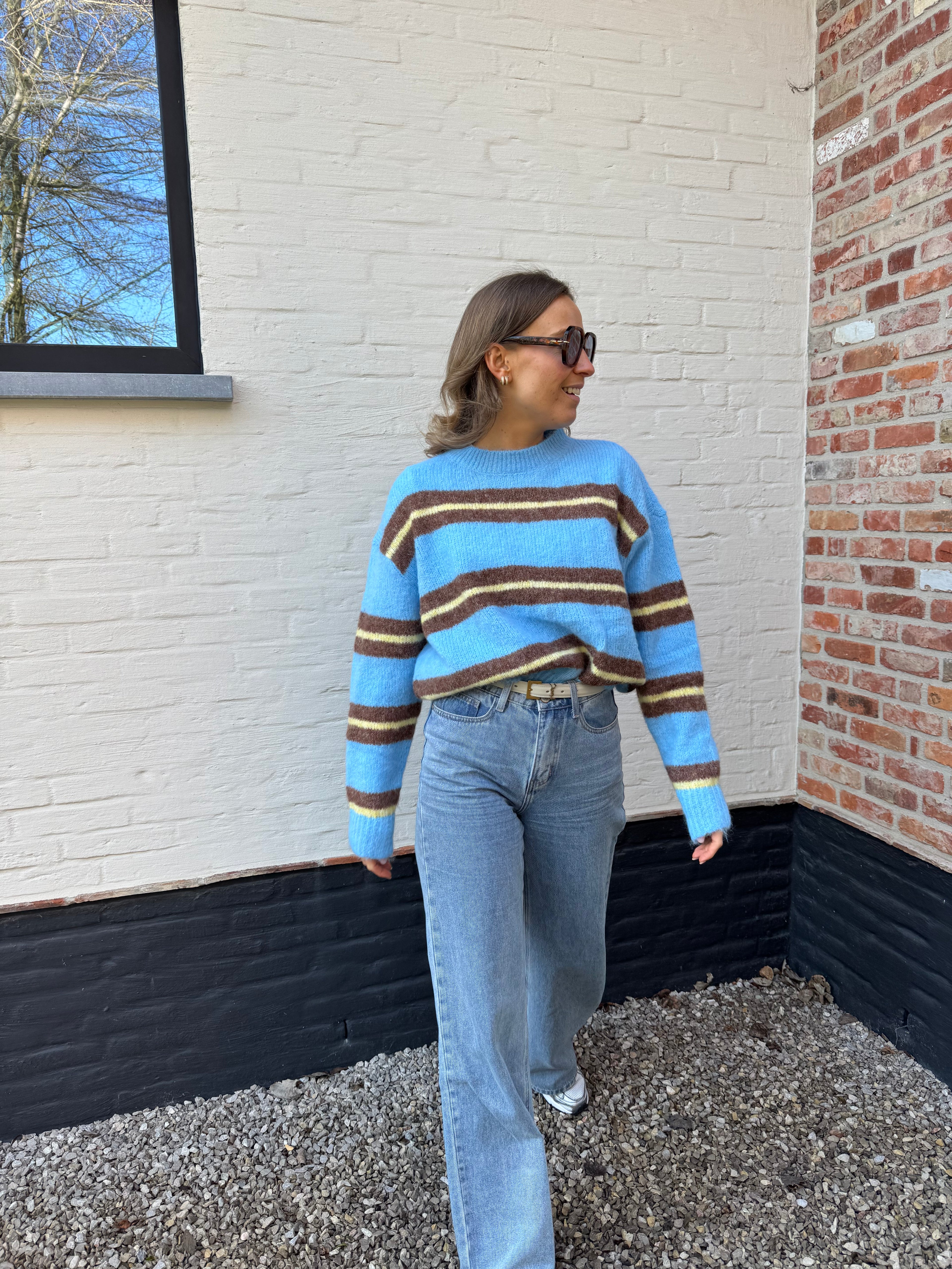 Leontine gestreepte knit blauw