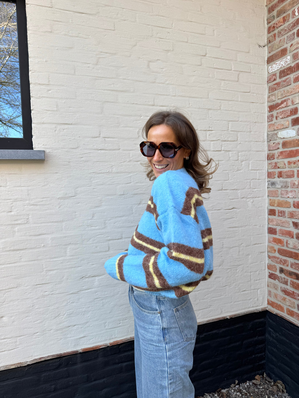 Leontine gestreepte knit blauw