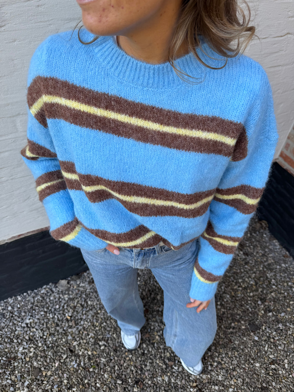 Leontine gestreepte knit blauw