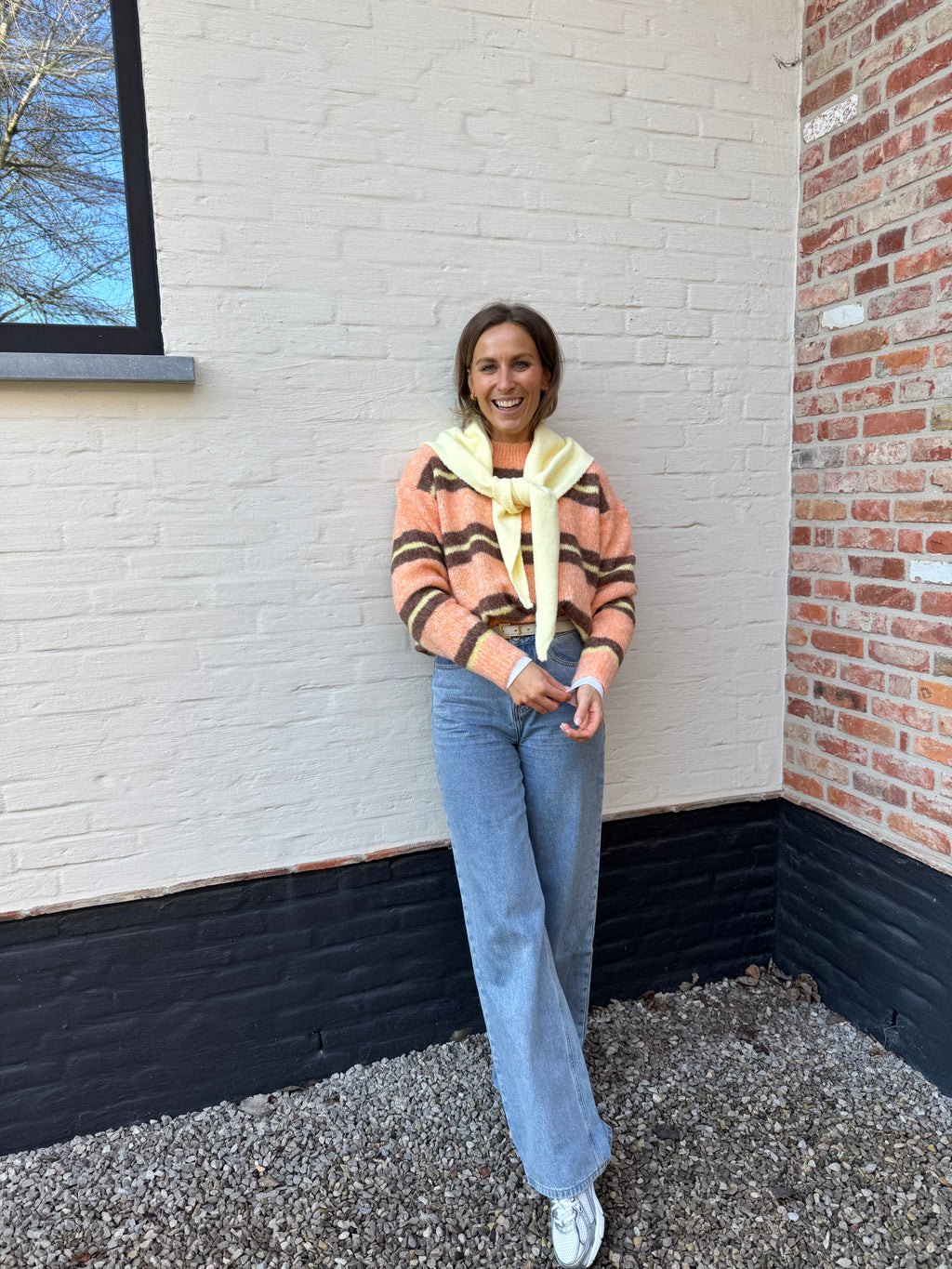 Leontine gestreepte knit oranje