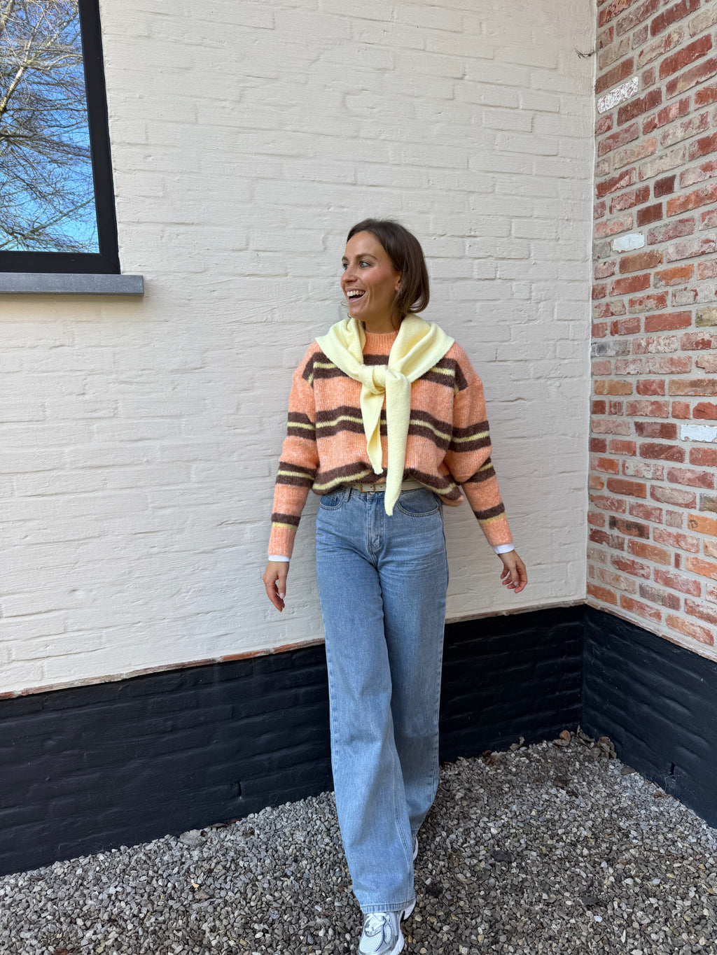 Leontine gestreepte knit oranje