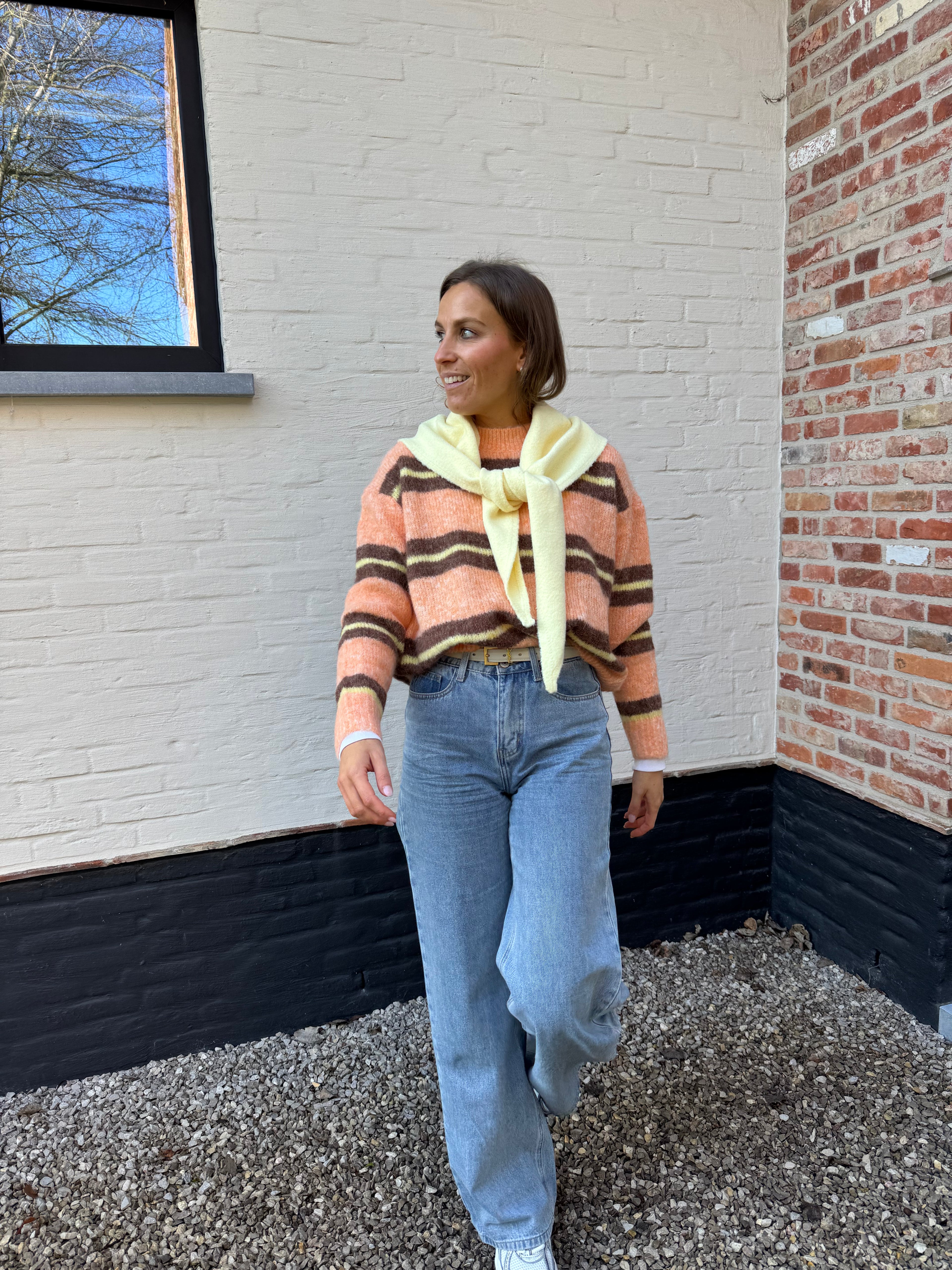 Leontine gestreepte knit oranje