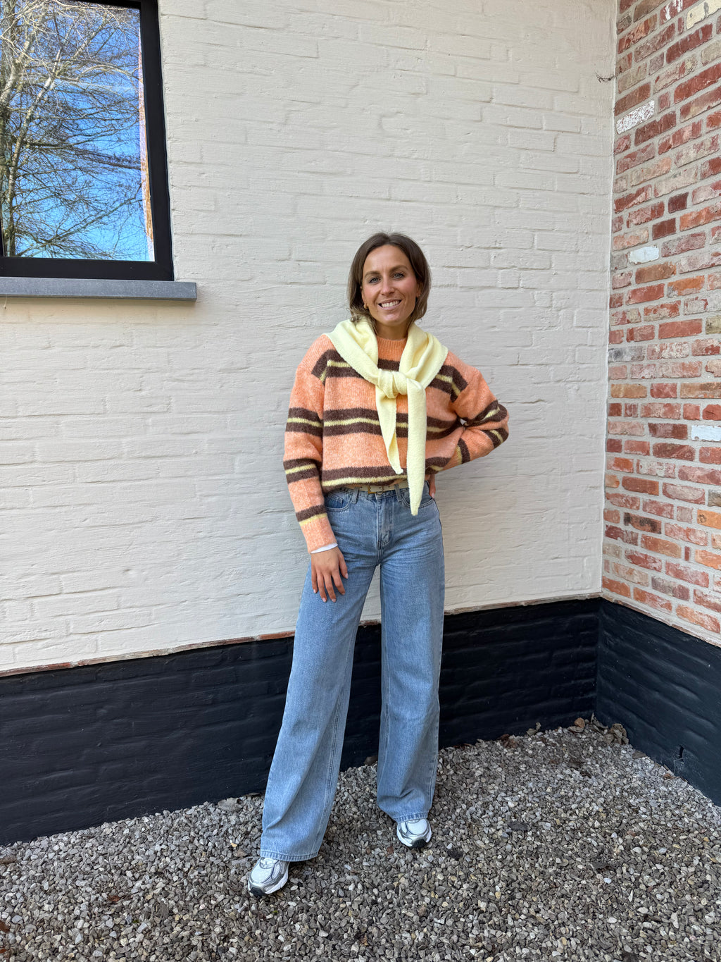 Leontine gestreepte knit oranje