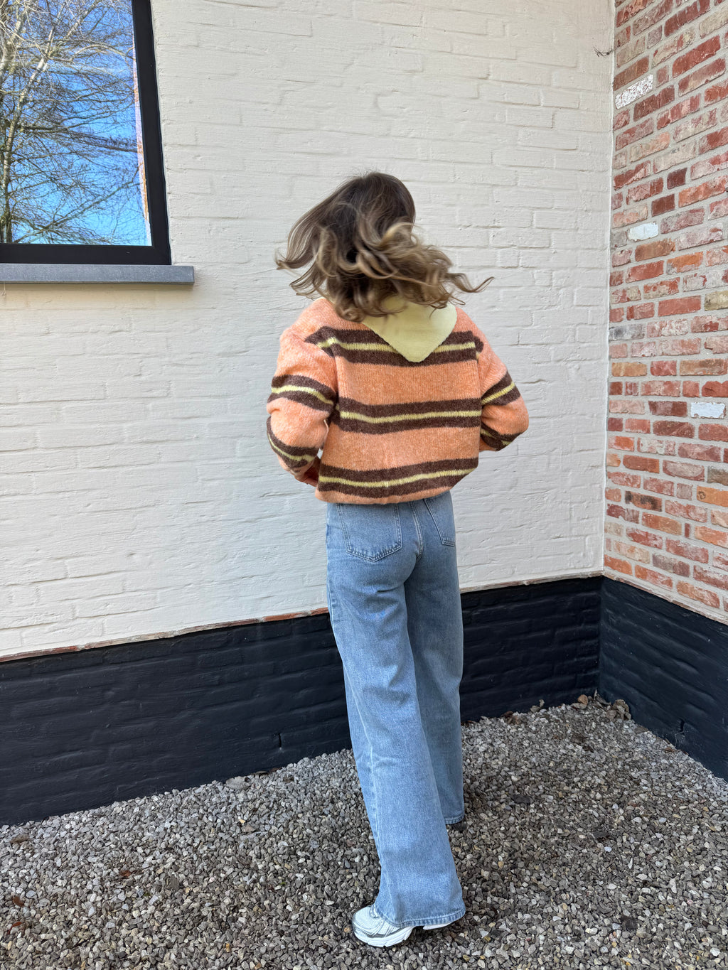 Leontine gestreepte knit oranje