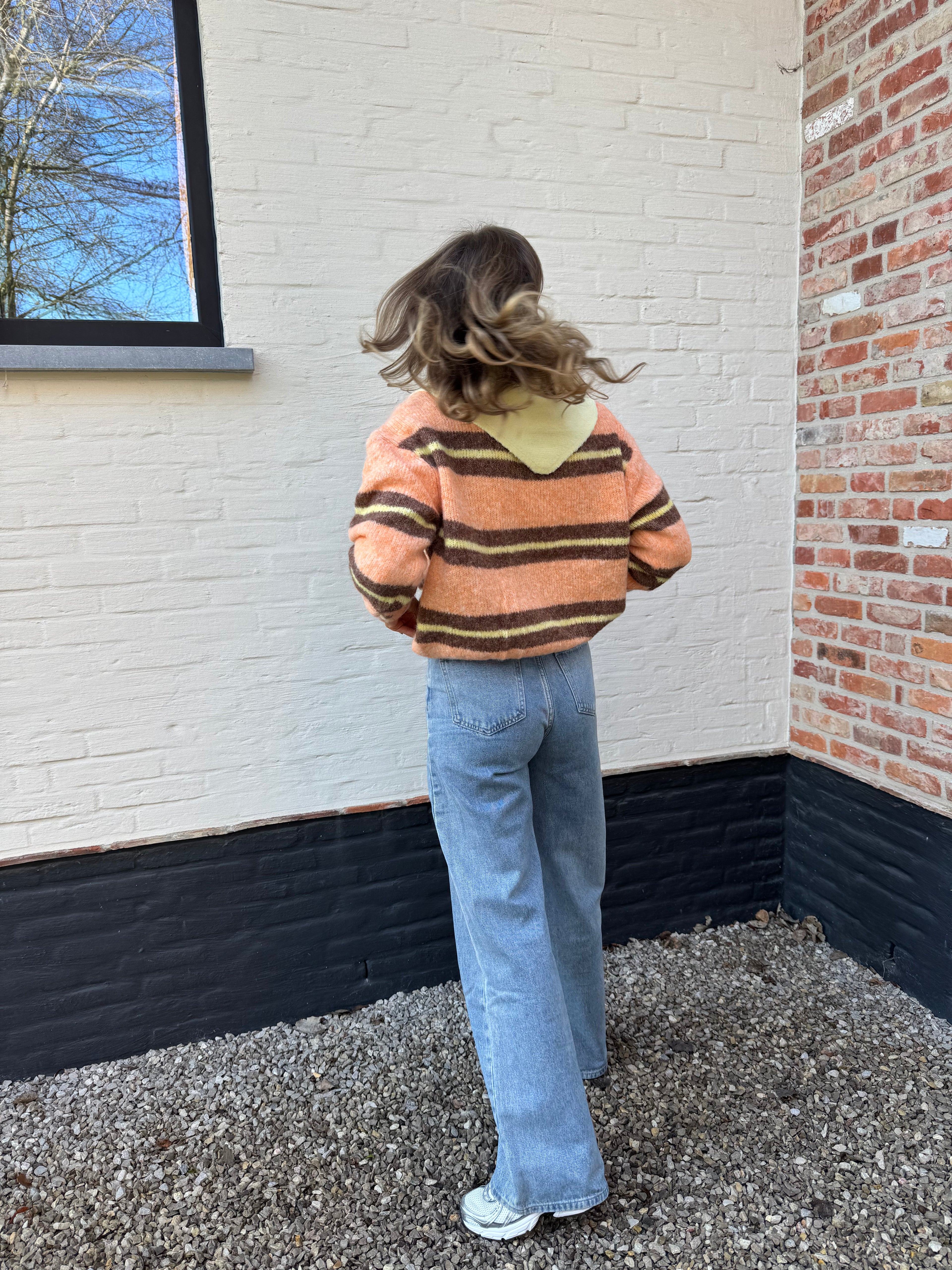 Leontine gestreepte knit oranje