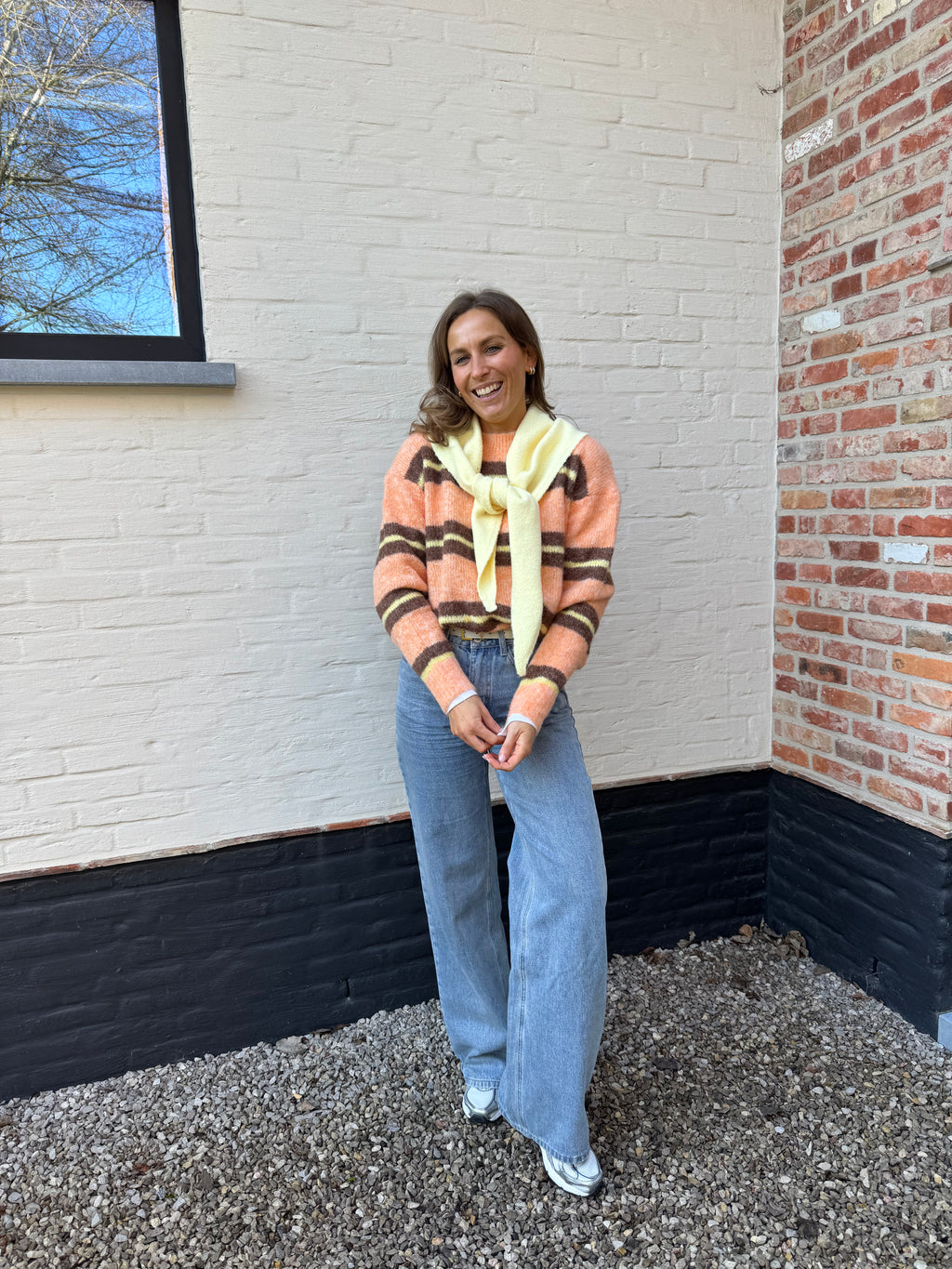 Leontine gestreepte knit oranje