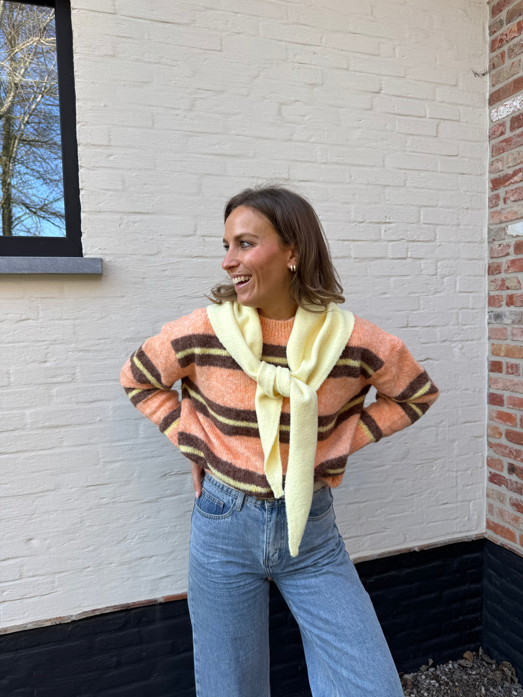 Leontine gestreepte knit oranje