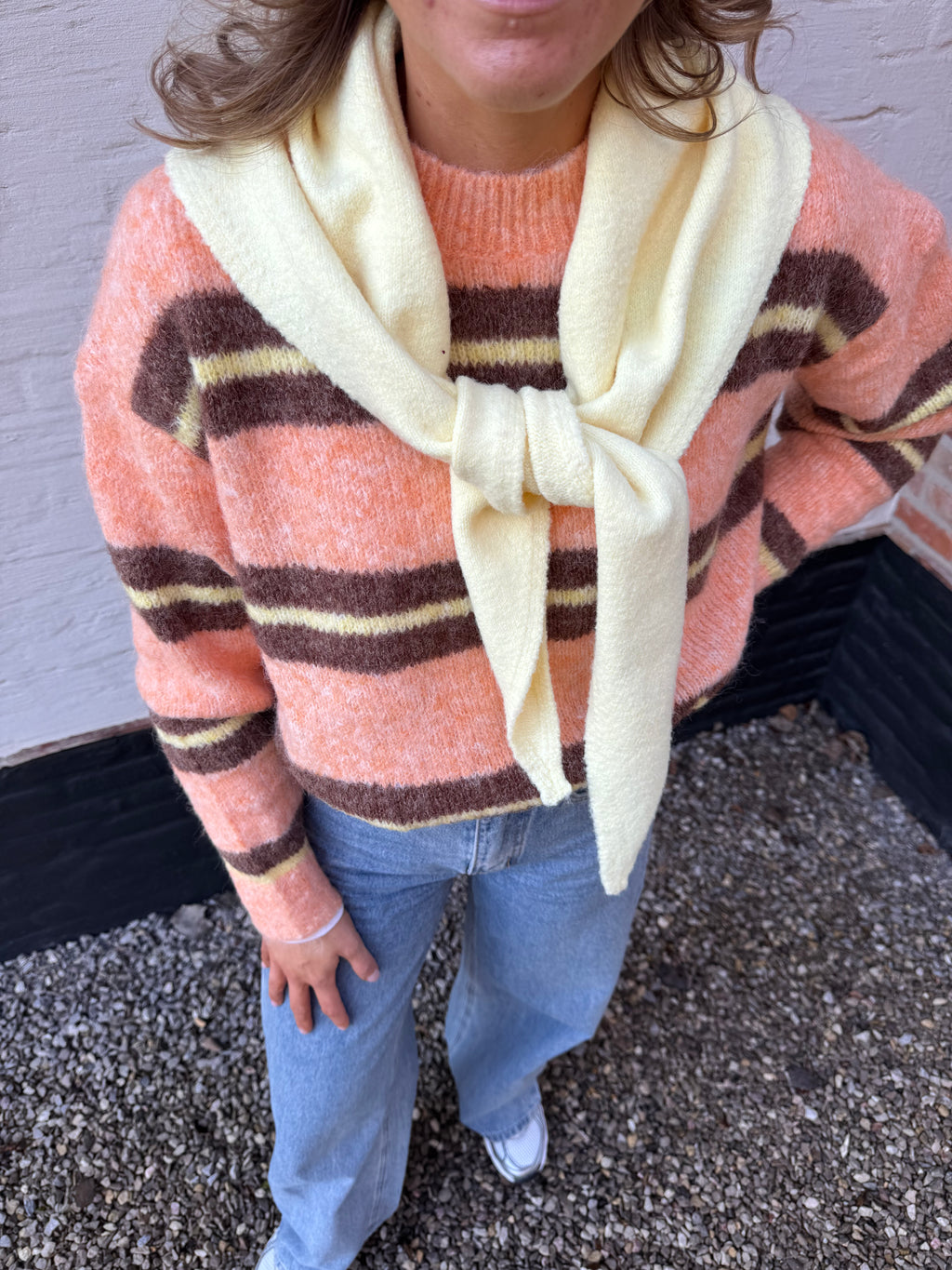 Leontine gestreepte knit oranje