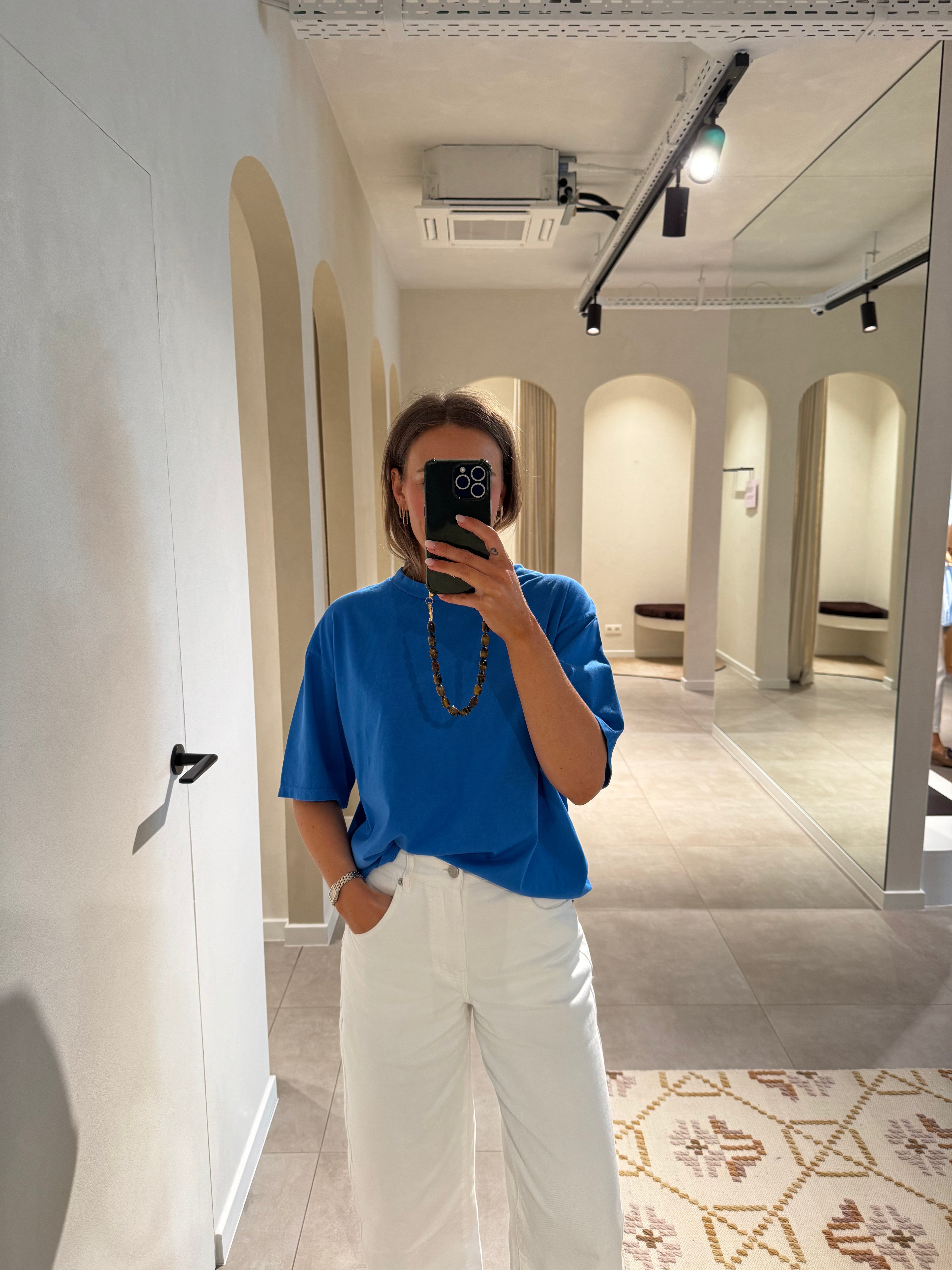 Boxy T-shirt cobalt blauw