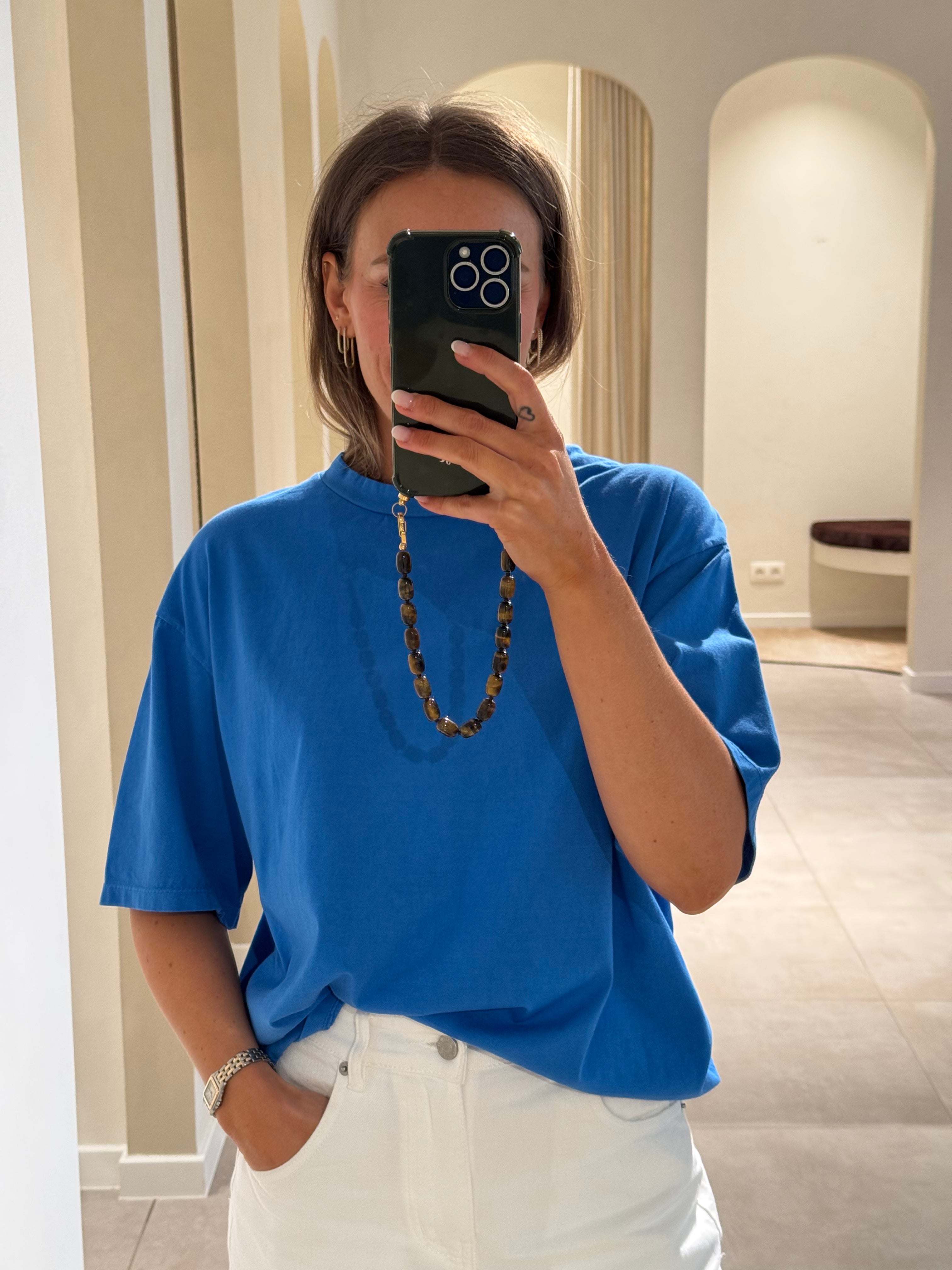 Boxy T-shirt cobalt blauw