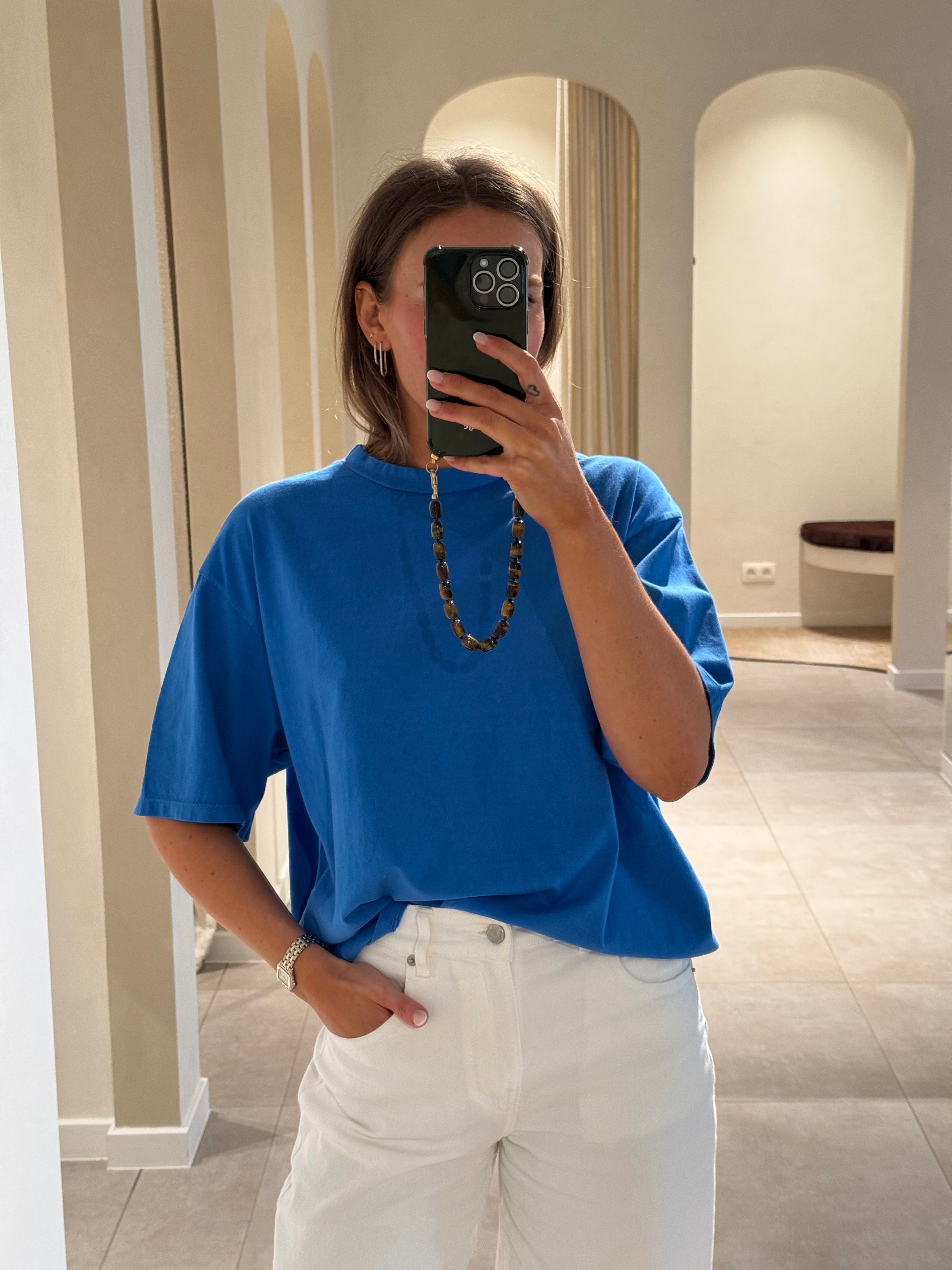 Boxy T-shirt cobalt blauw