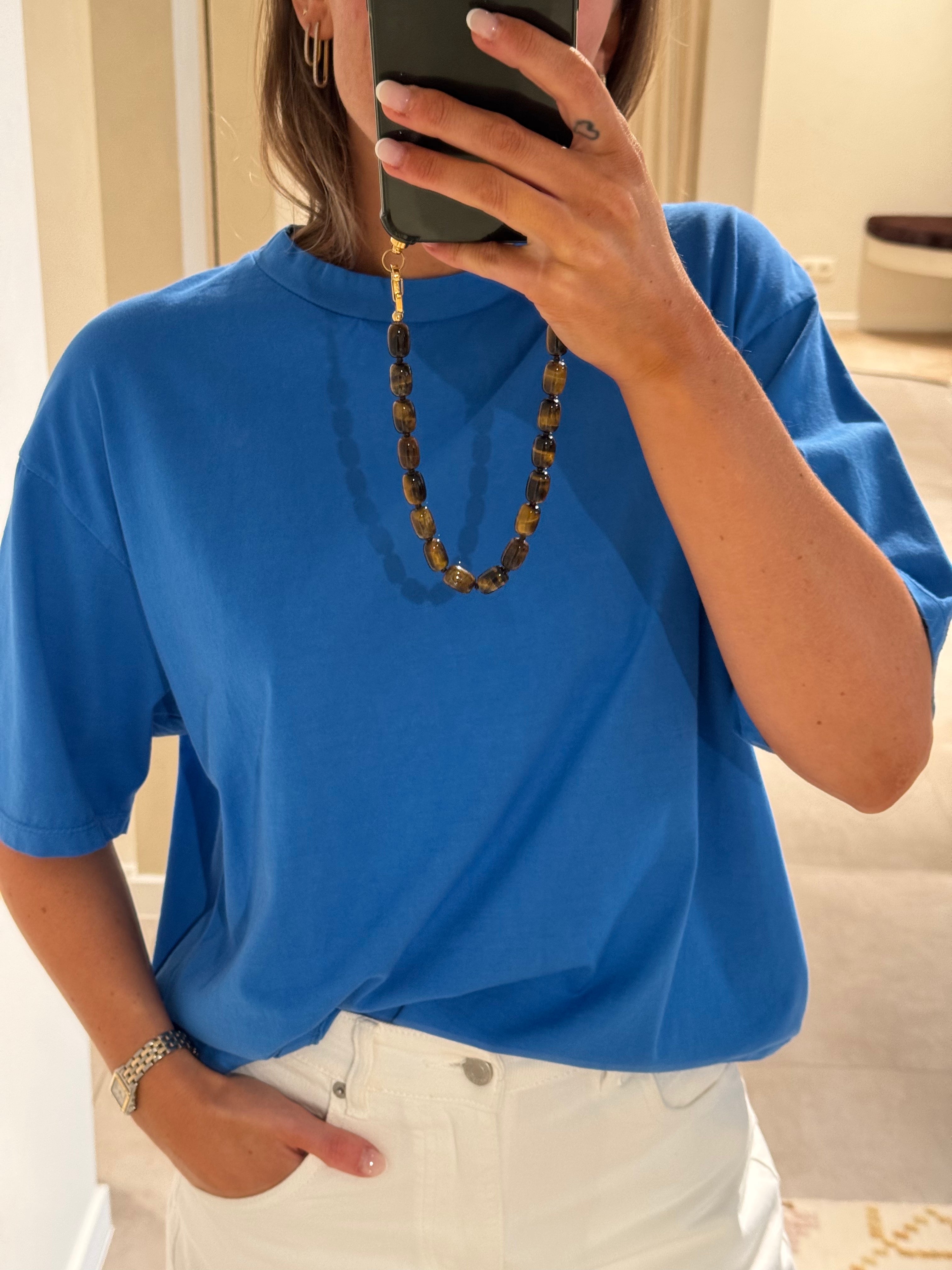 Boxy T-shirt cobalt blauw