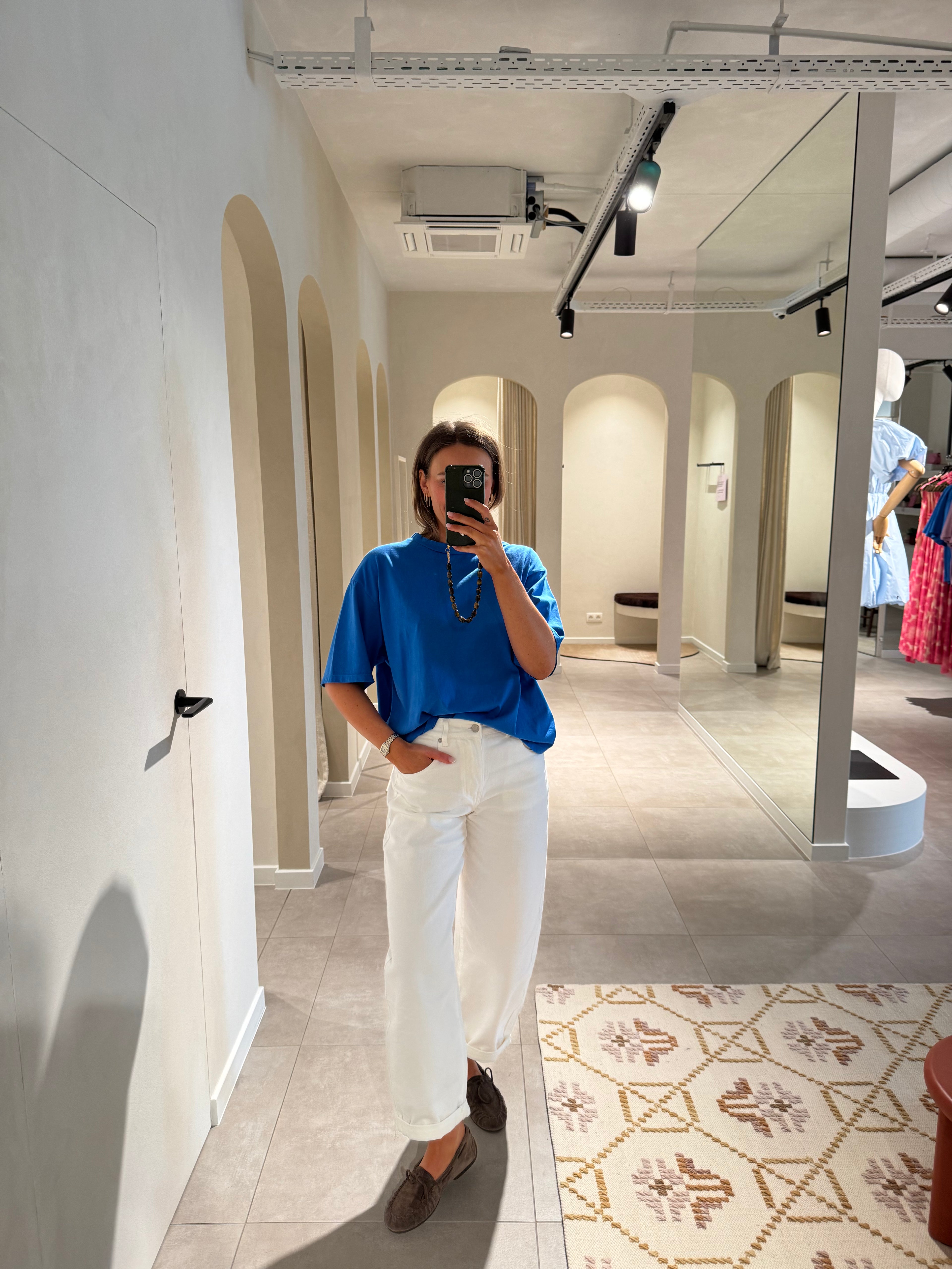 Boxy T-shirt cobalt blauw