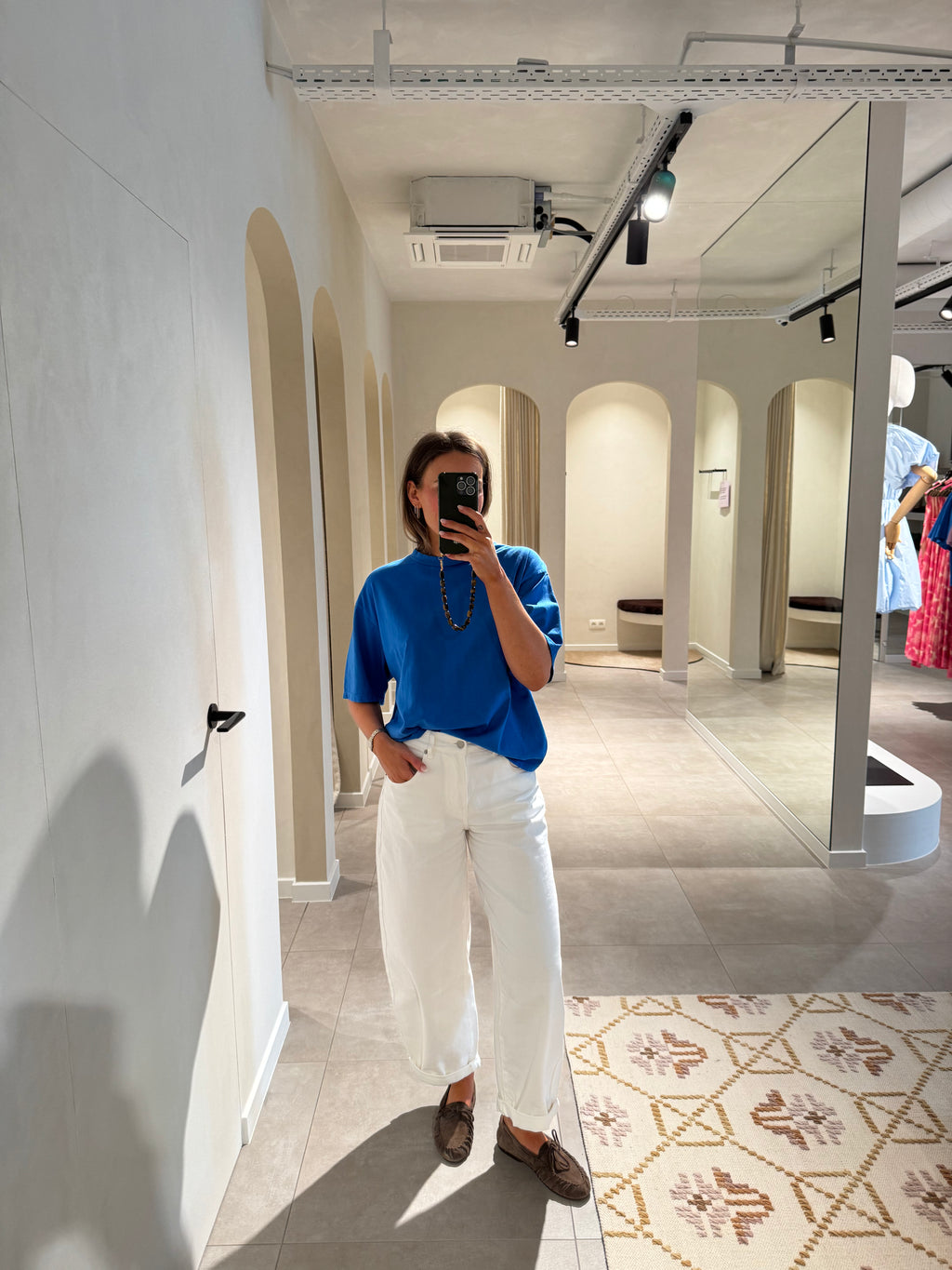 Boxy T-shirt cobalt blauw