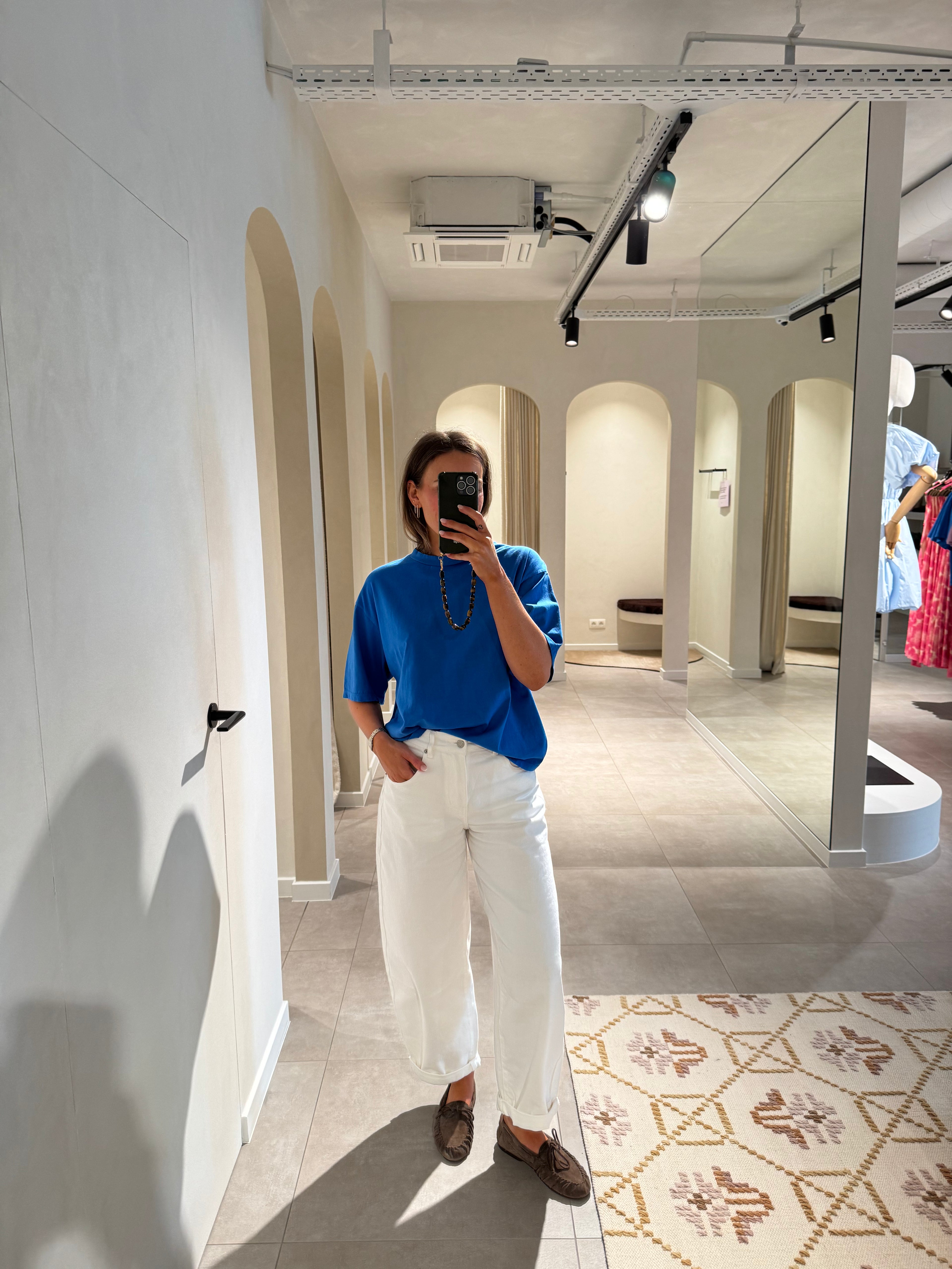 Boxy T-shirt cobalt blauw