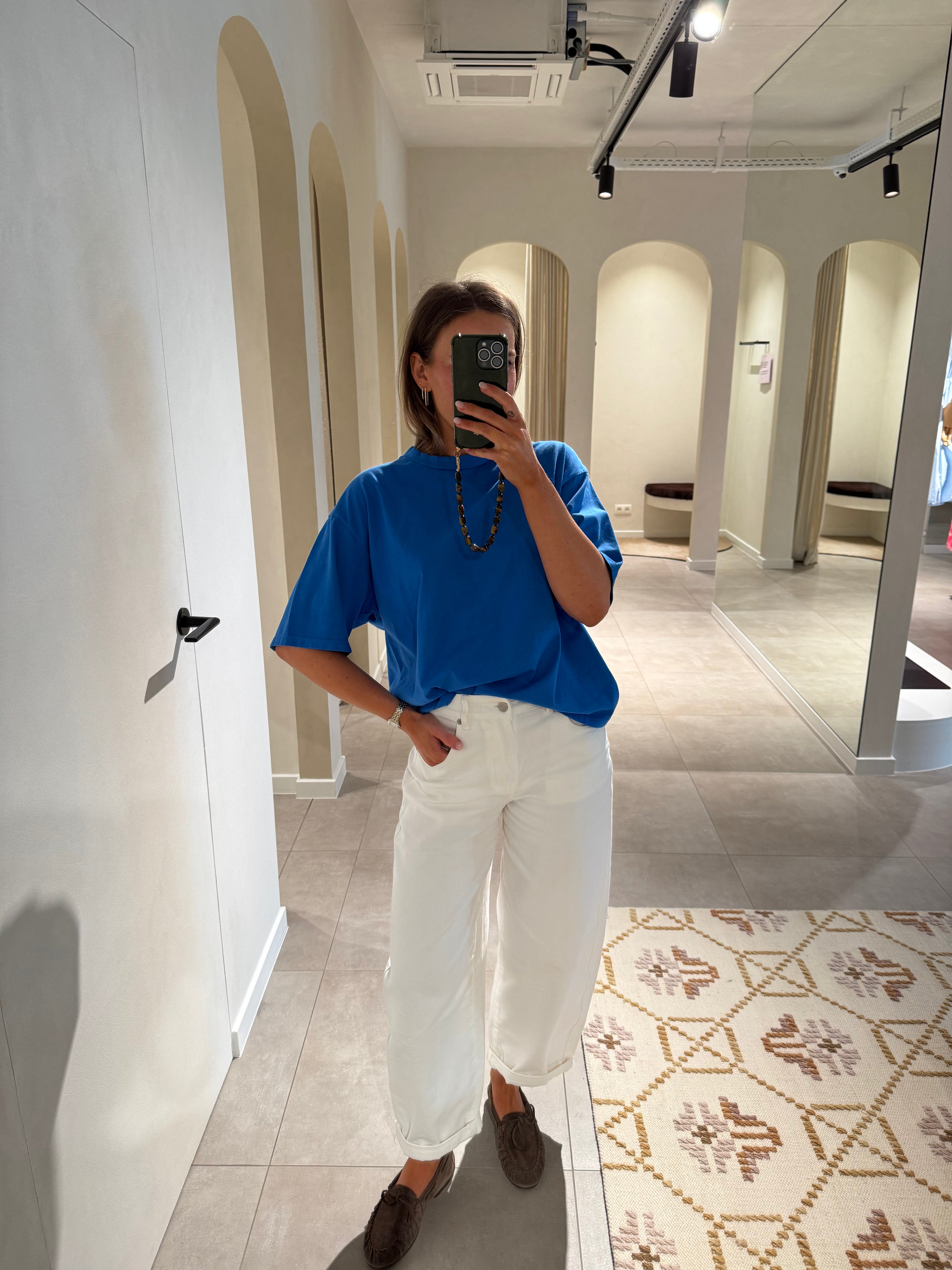 Boxy T-shirt cobalt blauw