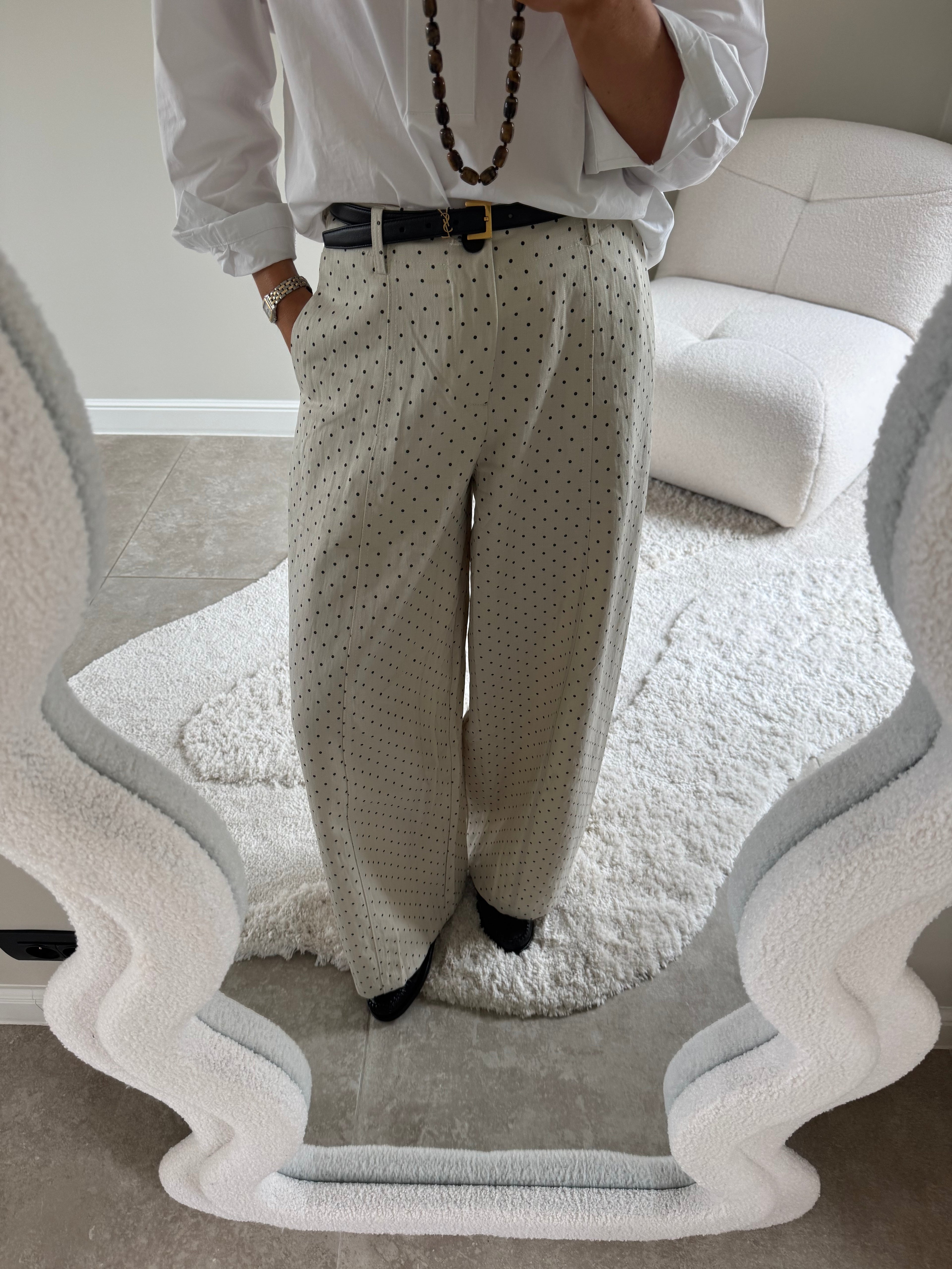 Bibi polkadot barrel jeans ecru