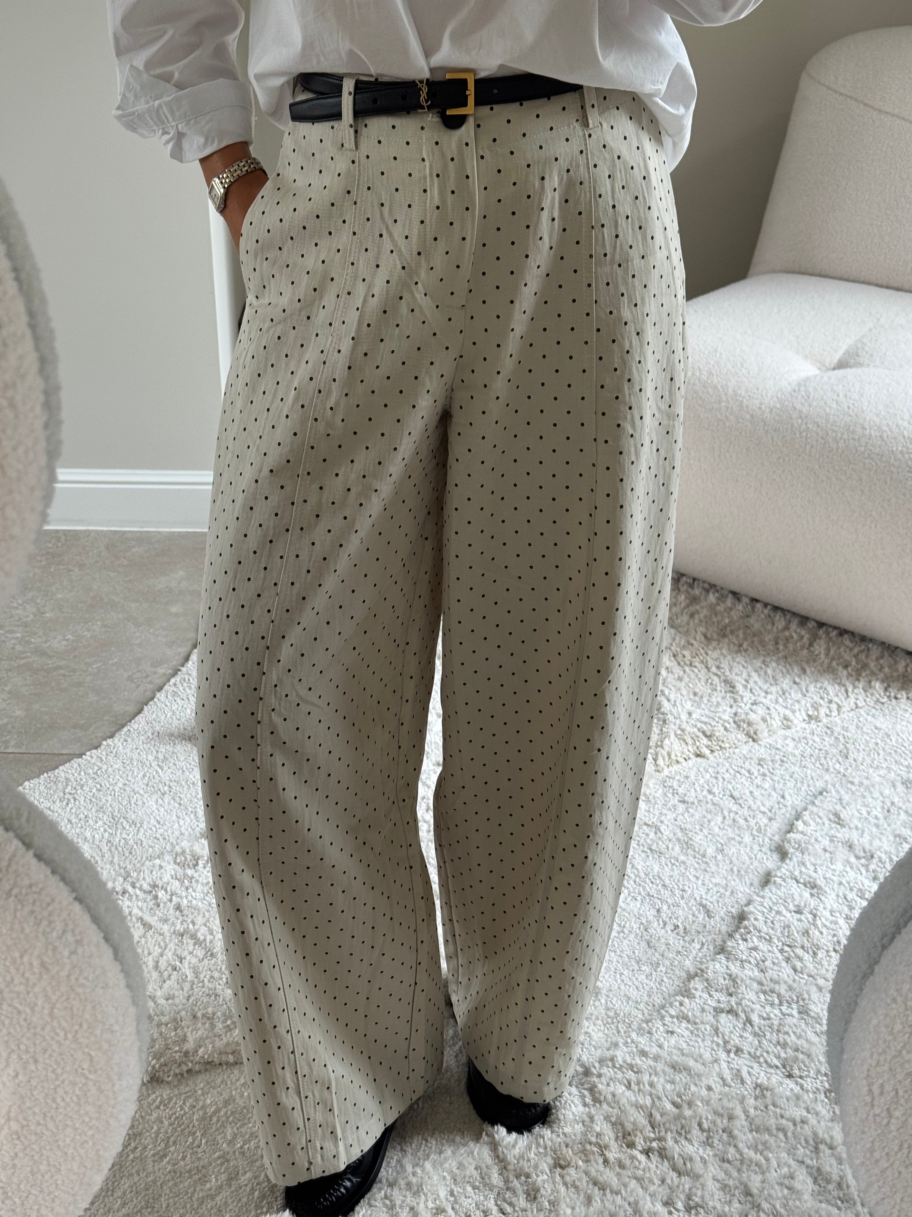 Bibi polkadot barrel jeans ecru