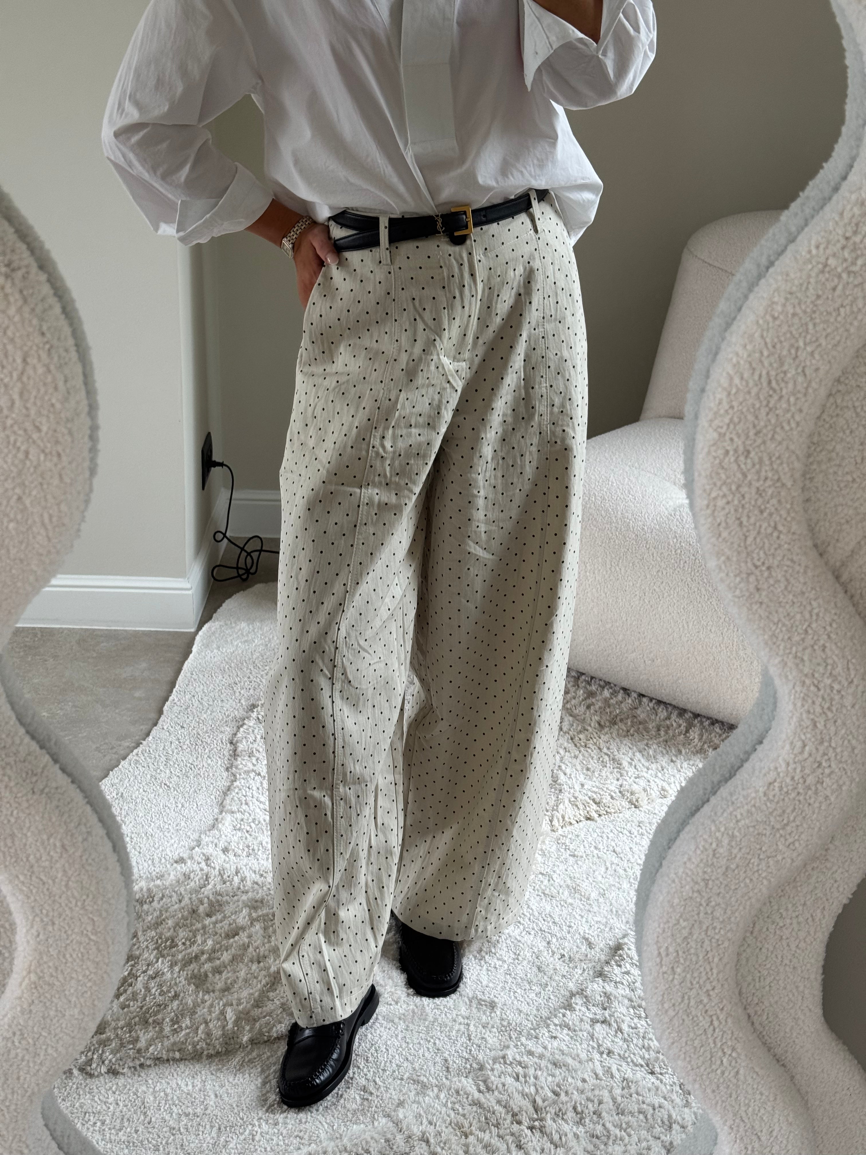 Bibi polkadot barrel jeans ecru
