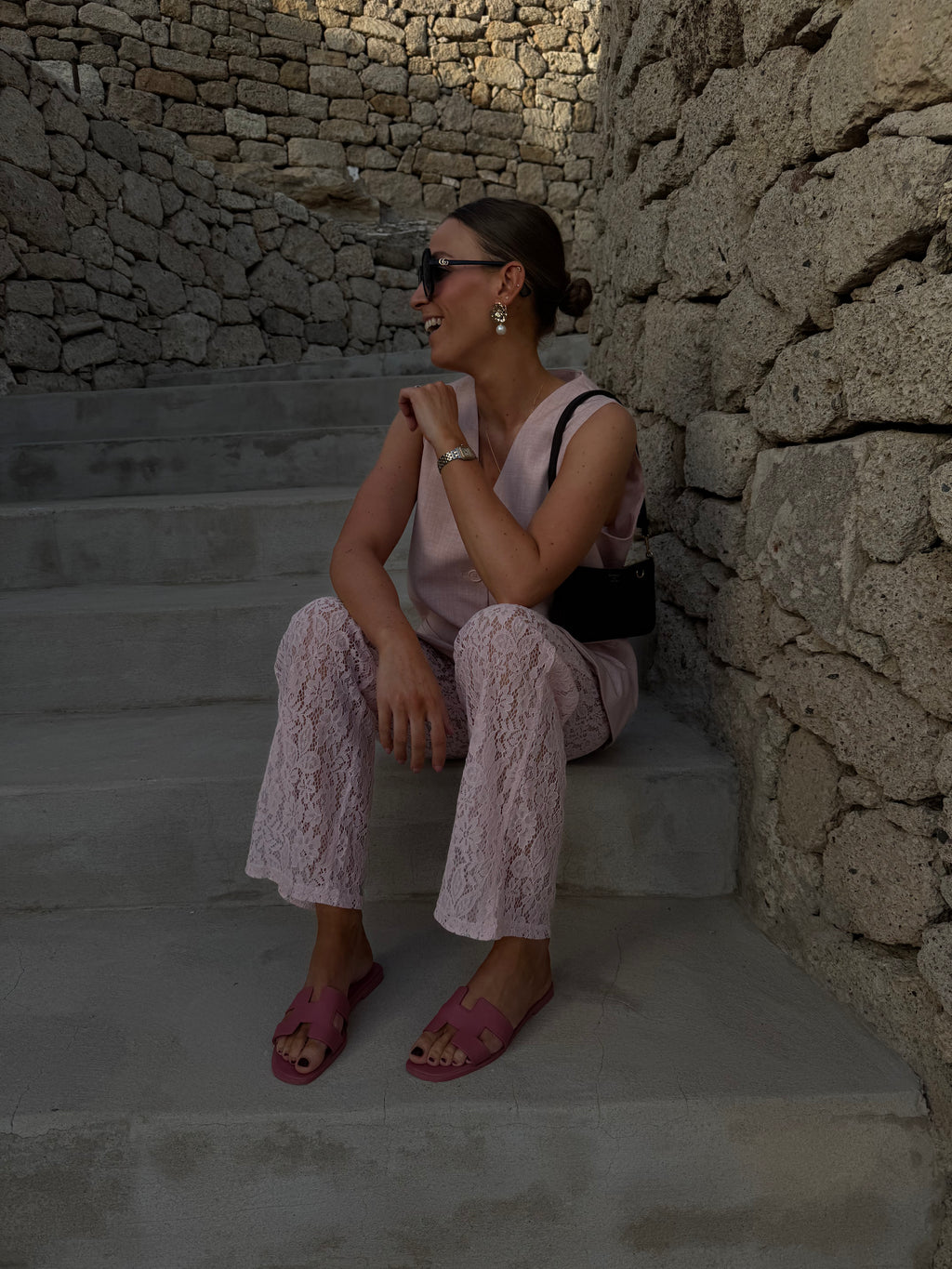 Olga lace trousers roze