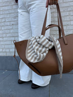 Lou gestreept sjaaltje beige/ecru