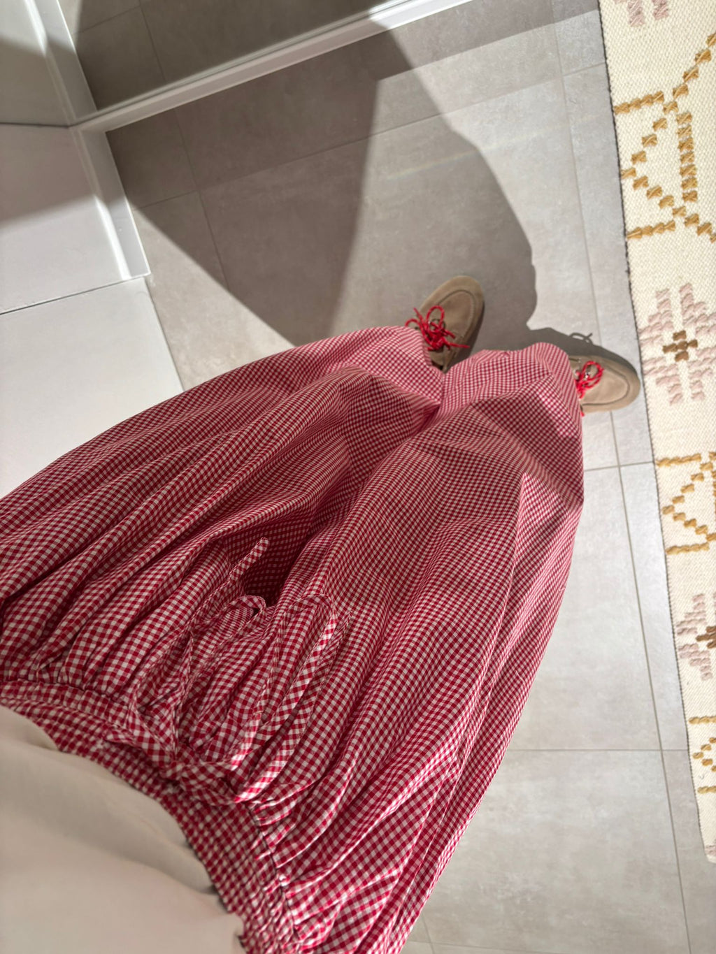Esmée carreaux balloon broek rood