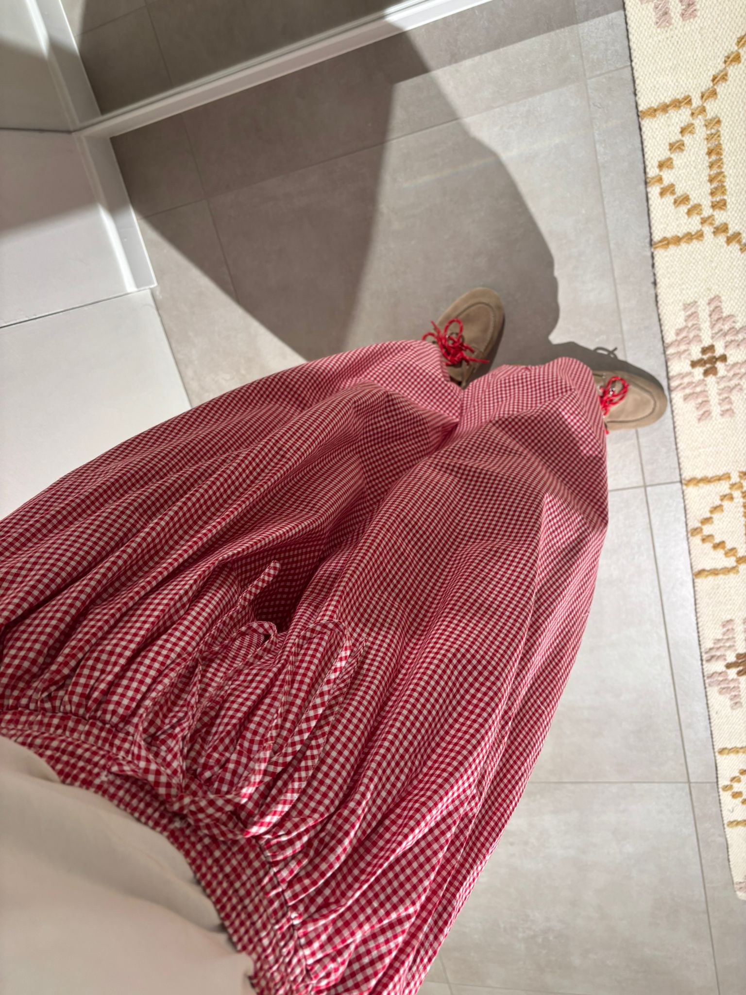 Esmée carreaux balloon broek rood