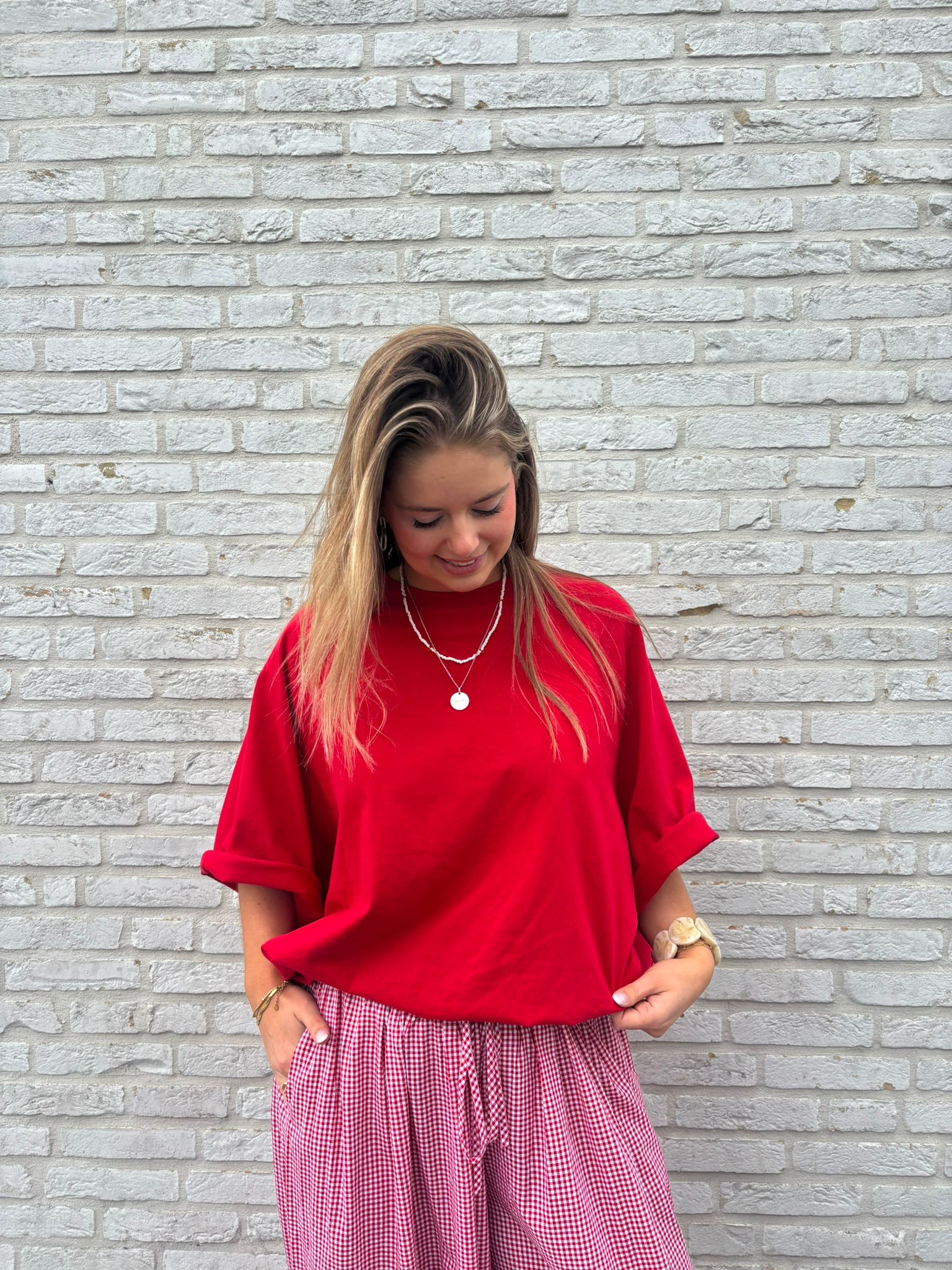 Gulia oversized T-shirt rood