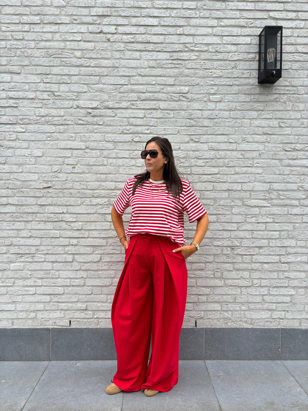 Anna gestreepte T-shirt rood/wit