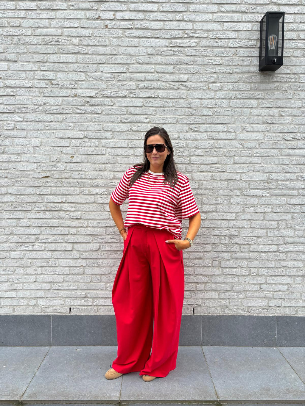 Anna gestreepte T-shirt rood/wit