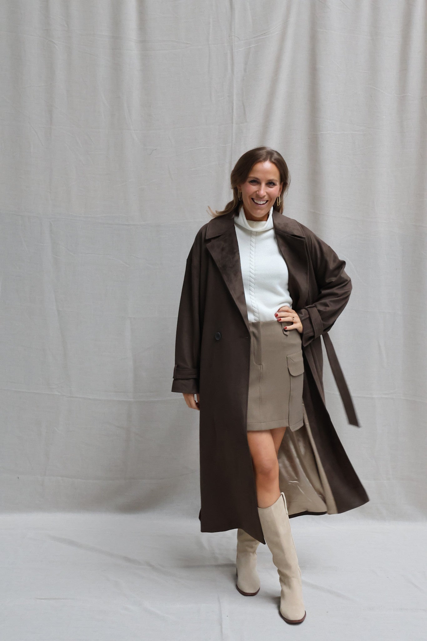 Suze suède coat dark kaki
